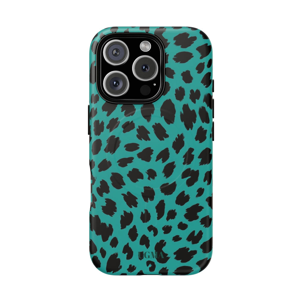 Teal Leopard Tough Magnetic Phone Case — Protective Magnetic iPhone Cover