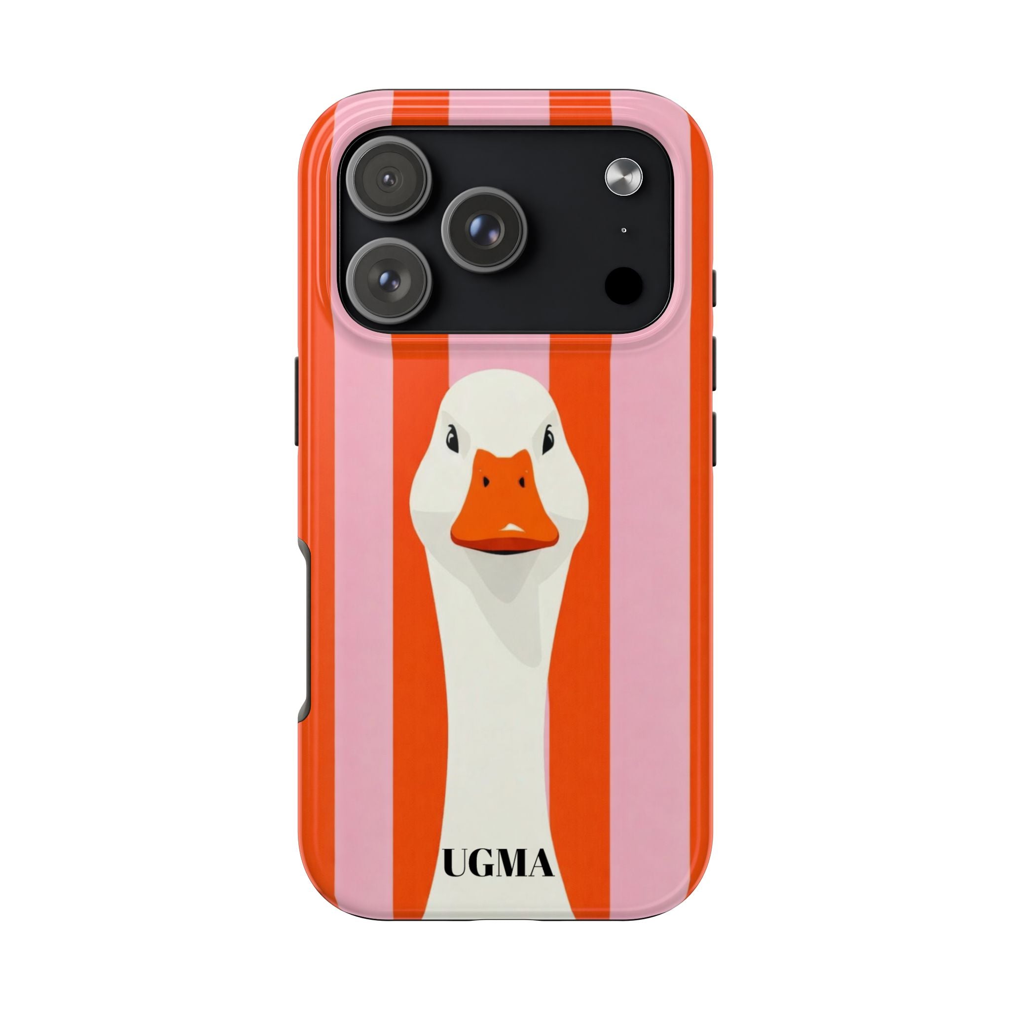 Goose Stripe Tough Phone Case — Quirky Duck Portrait Protective Cover