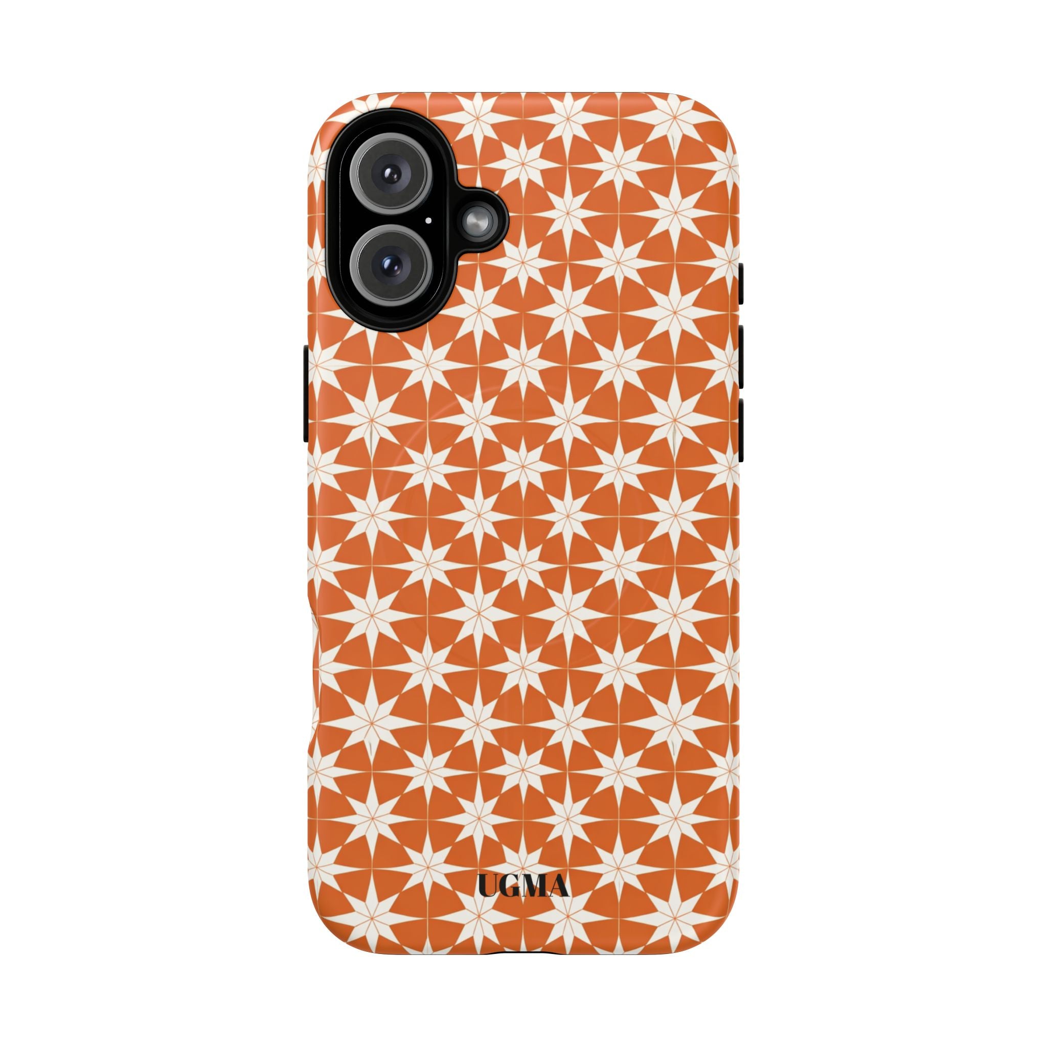Magnetic Phone Case — Orange Geometric Star Pattern Tough Protective Cover