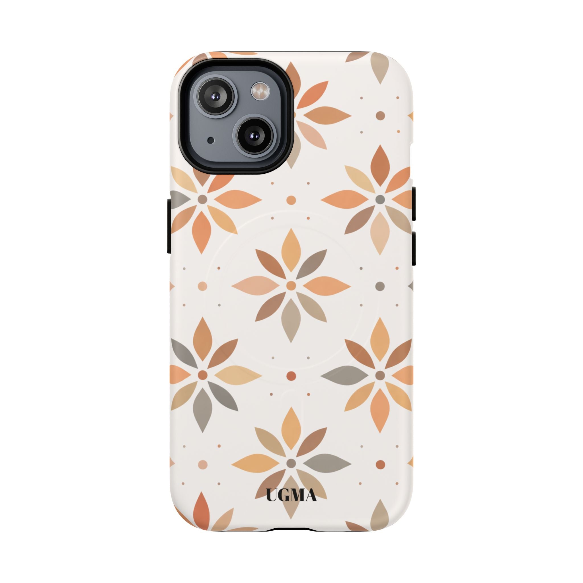 Floral Tile Tough Magnetic Phone Case — Neutral Autumn Blossom Design