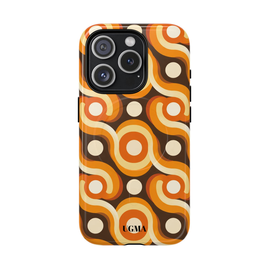 Retro Orange Swirl Phone Case — Tough Magnetic Protective Case