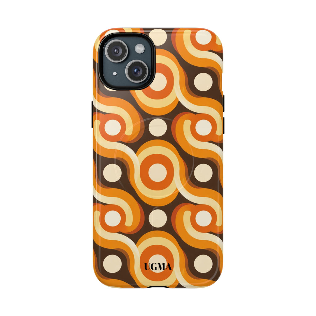 Retro Orange Swirl Phone Case — Tough Magnetic Protective Case