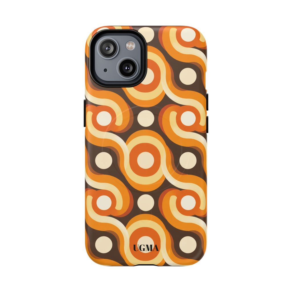 Retro Orange Swirl Phone Case — Tough Magnetic Protective Case