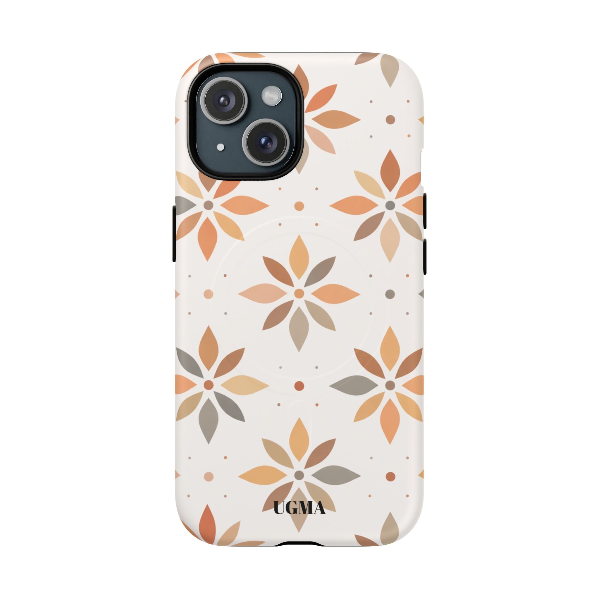 Floral Tile Tough Magnetic Phone Case — Neutral Autumn Blossom Design