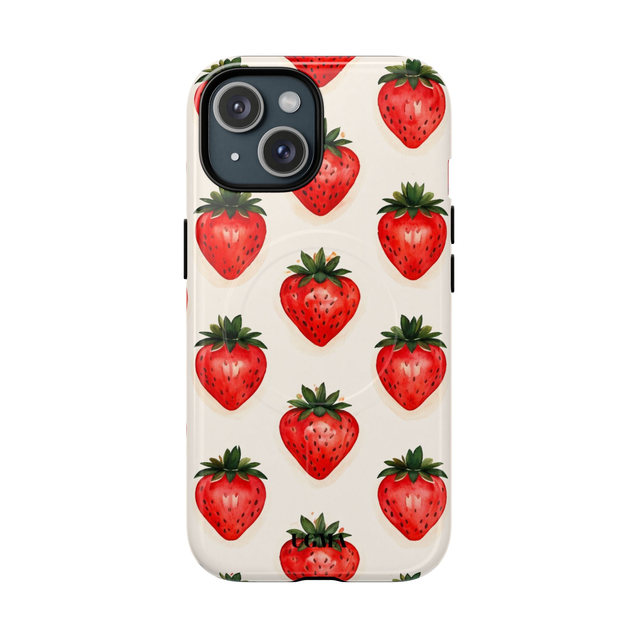 Strawberry Pattern Tough Magnetic Phone Case — Cute Fruit iPhone Cover