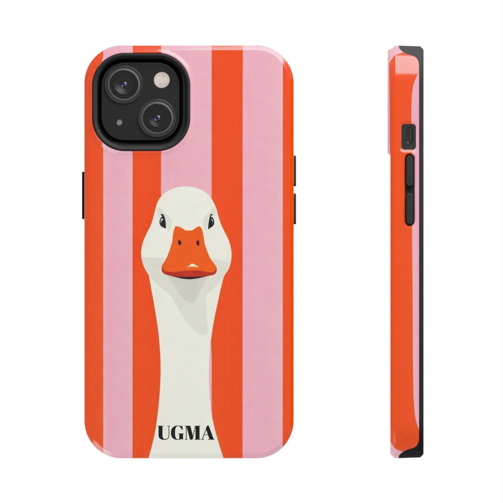 Goose Stripe Tough Phone Case — Quirky Duck Portrait Protective Cover