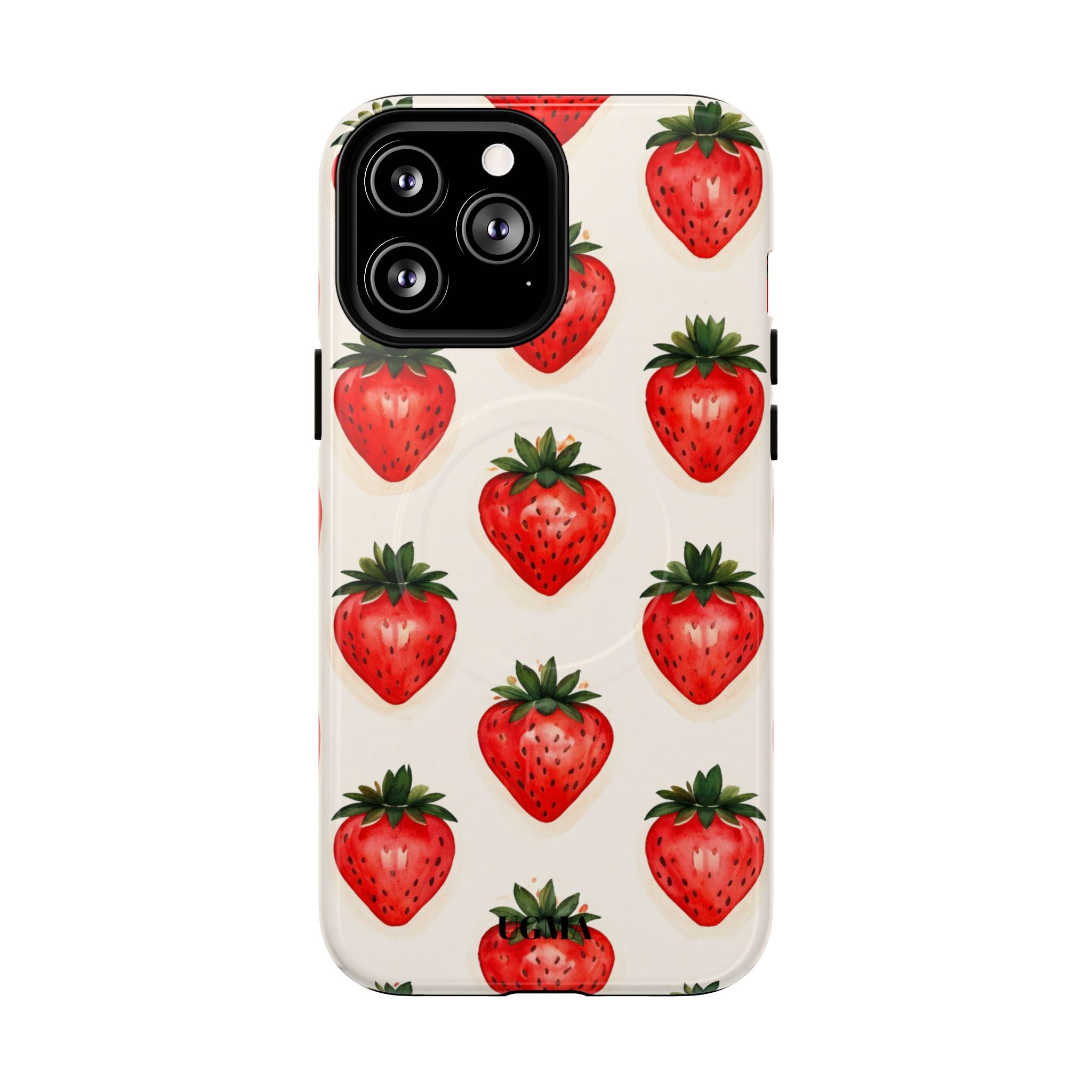 Strawberry Pattern Tough Magnetic Phone Case — Cute Fruit iPhone Cover