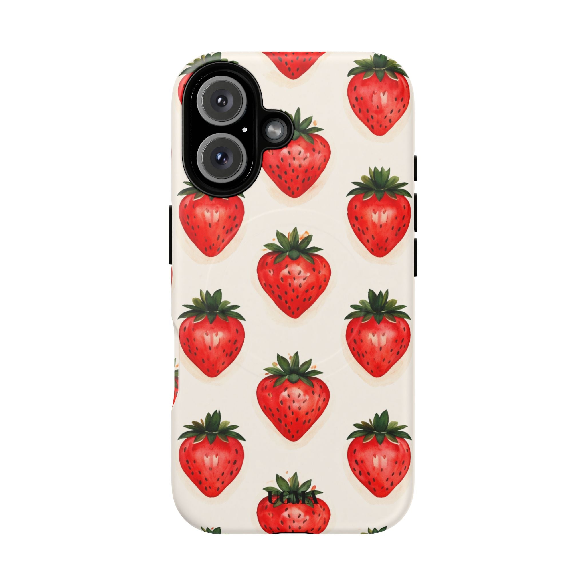 Strawberry Pattern Tough Magnetic Phone Case — Cute Fruit iPhone Cover
