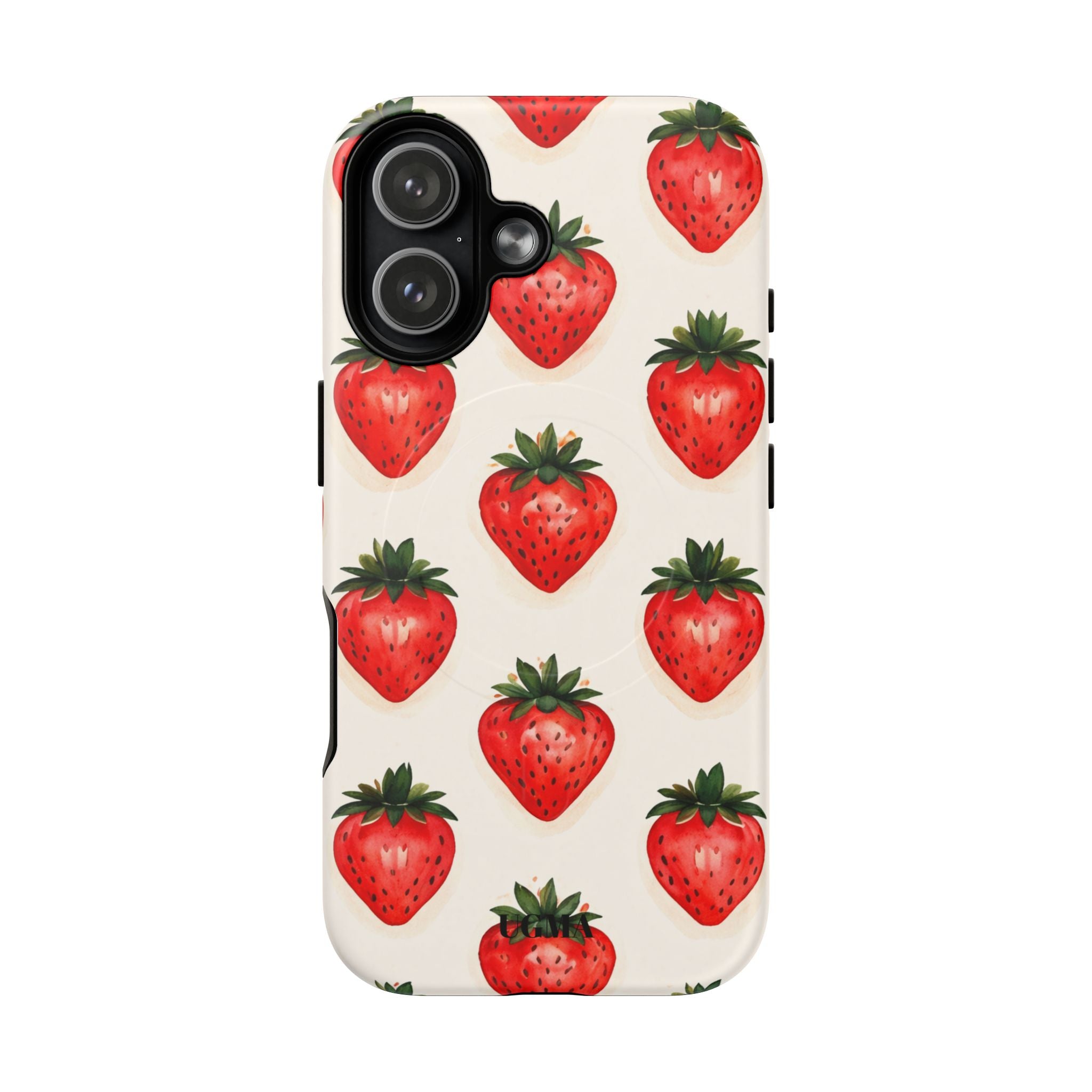Strawberry Pattern Tough Magnetic Phone Case — Cute Fruit iPhone Cover