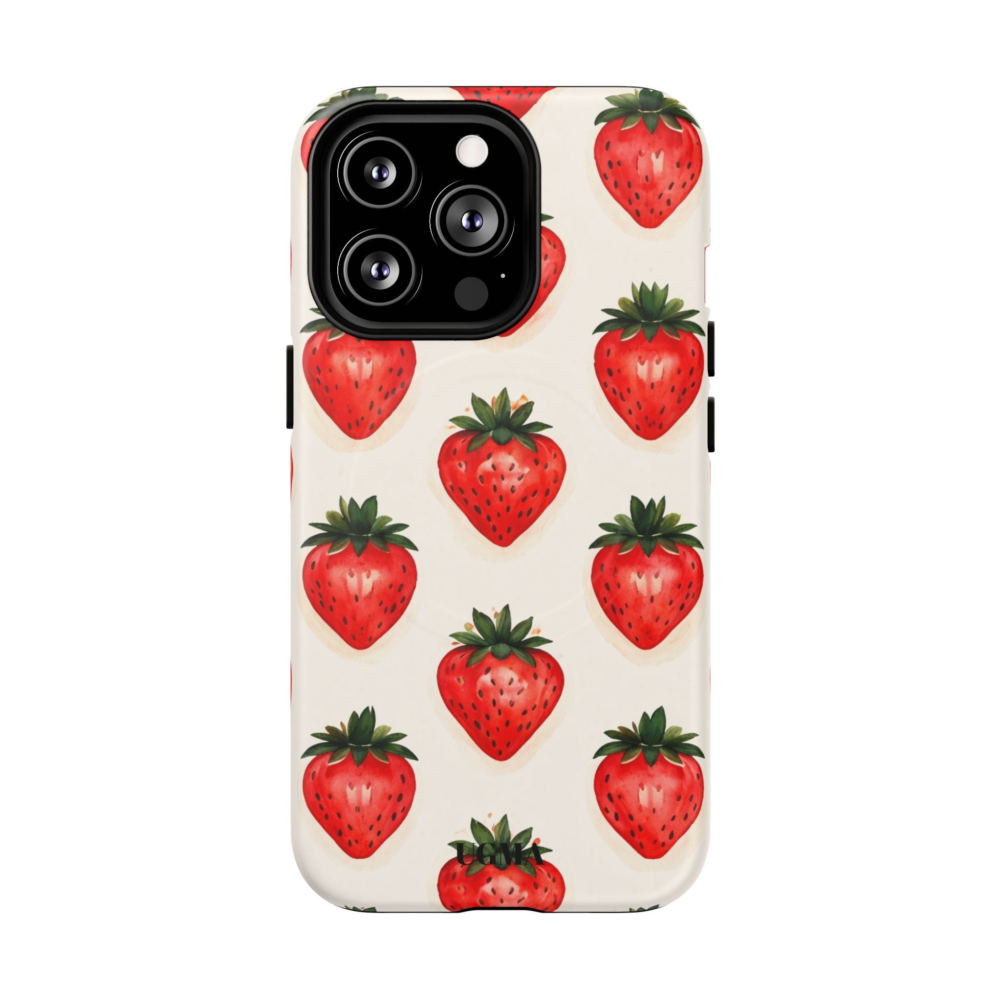 Strawberry Pattern Tough Magnetic Phone Case — Cute Fruit iPhone Cover