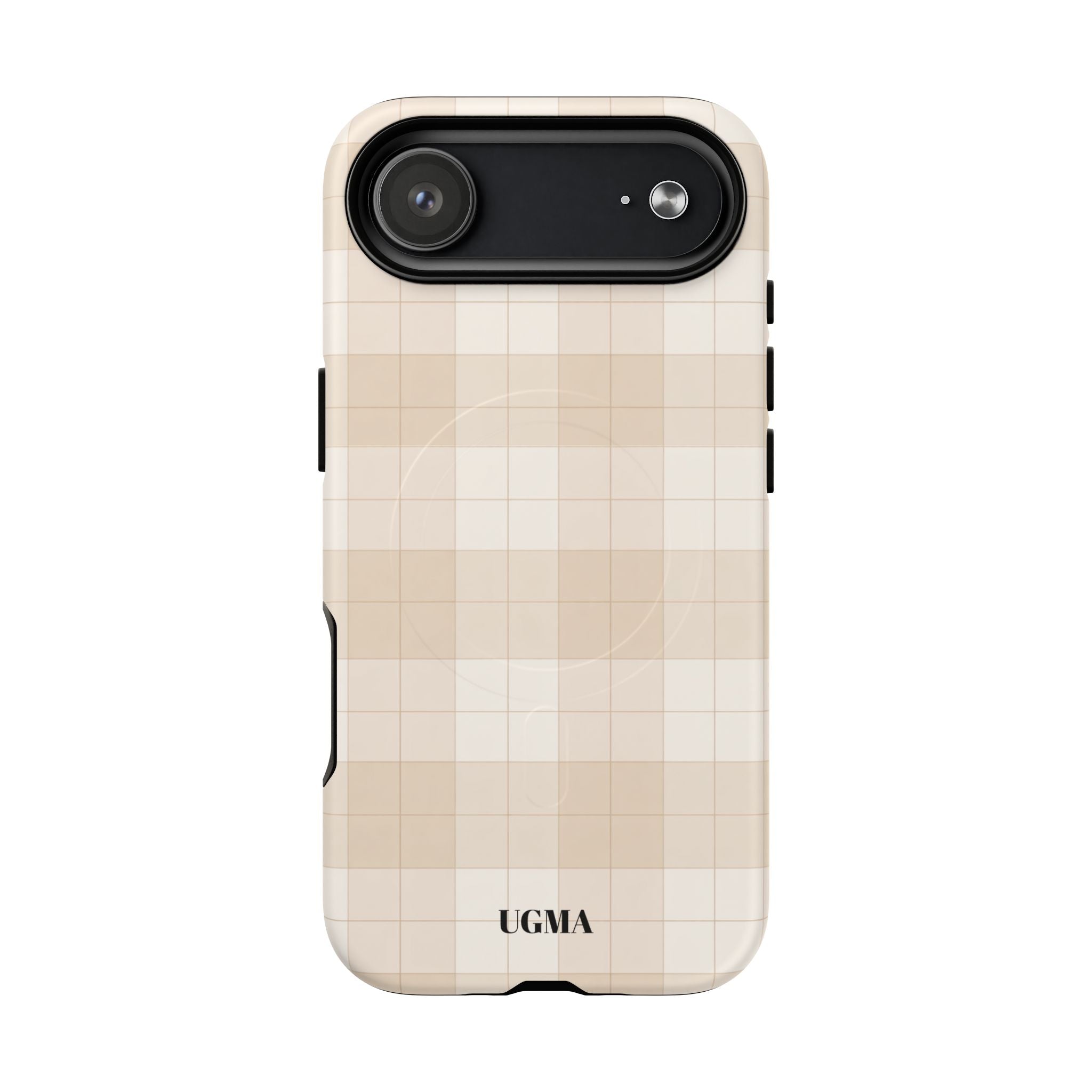 Beige Plaid Magnetic Phone Case — Tough Magnetic Protective iPhone Cover