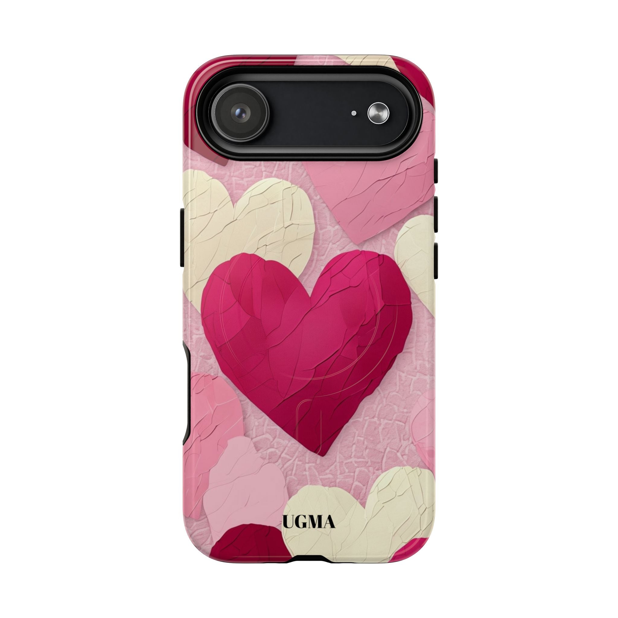 Phone Case — Pink Layered Hearts Tough Magnetic Protective Cover