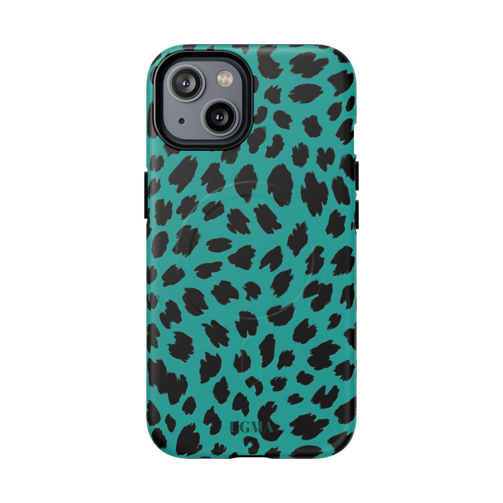 Teal Leopard Tough Magnetic Phone Case — Protective Magnetic iPhone Cover