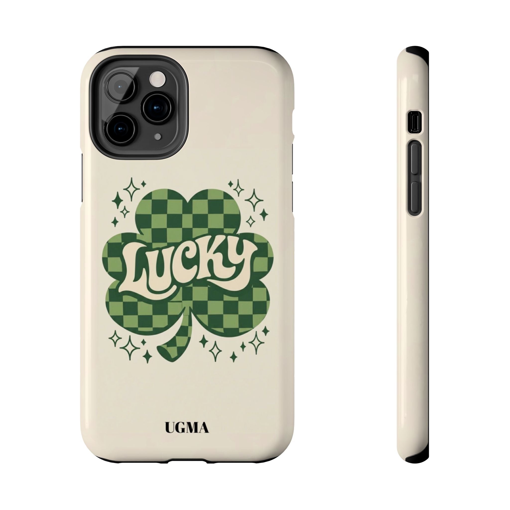 Lucky Clover Phone Case — Retro Green Checker St. Patrick’s Tough Phone Case