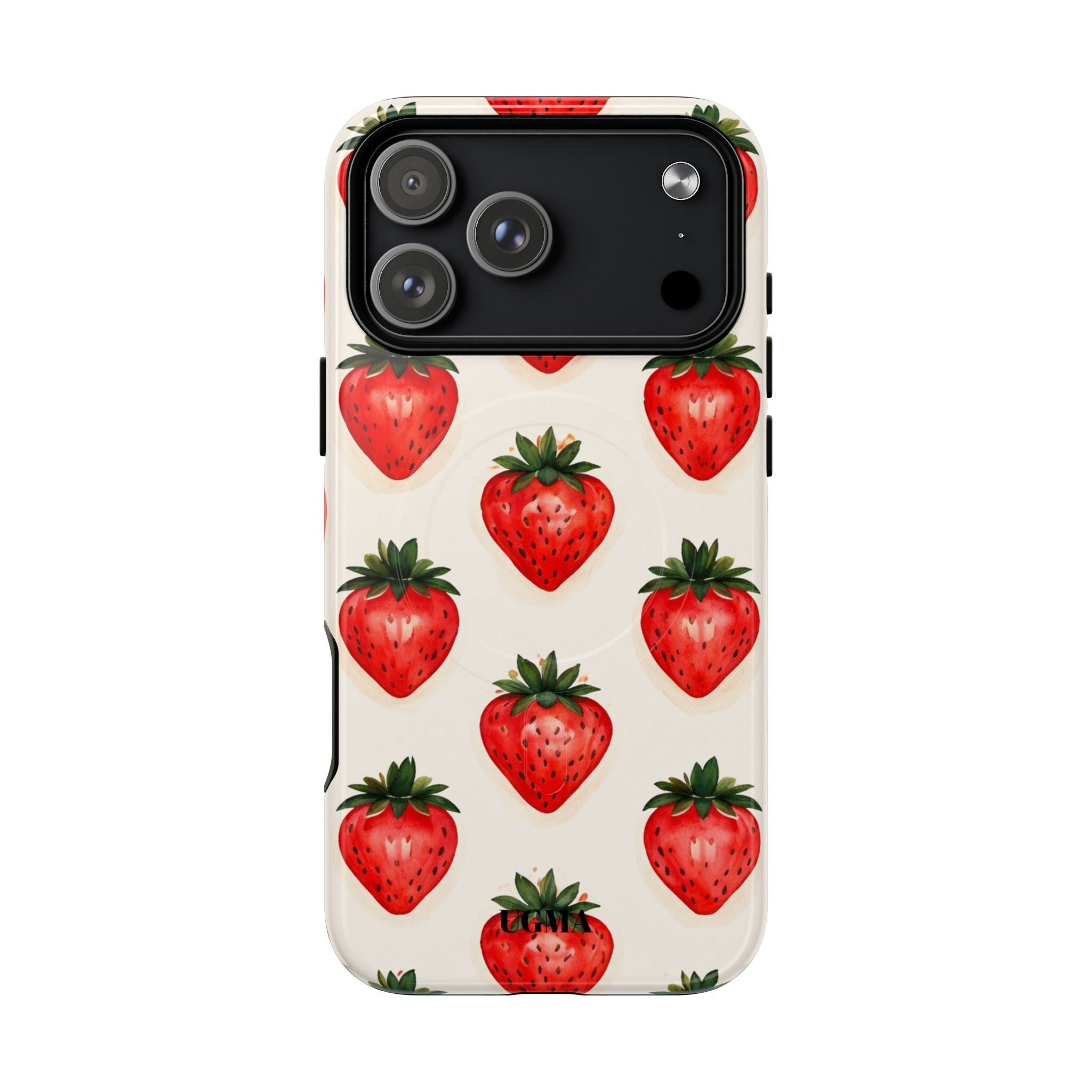 Strawberry Pattern Tough Magnetic Phone Case — Cute Fruit iPhone Cover