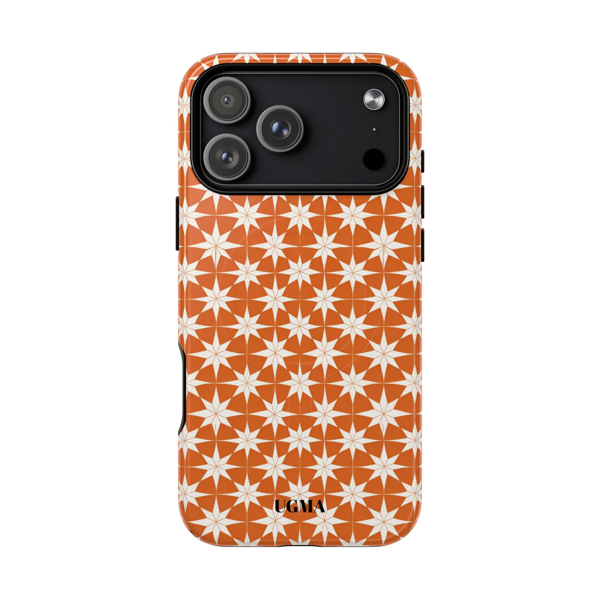 Magnetic Phone Case — Orange Geometric Star Pattern Tough Protective Cover