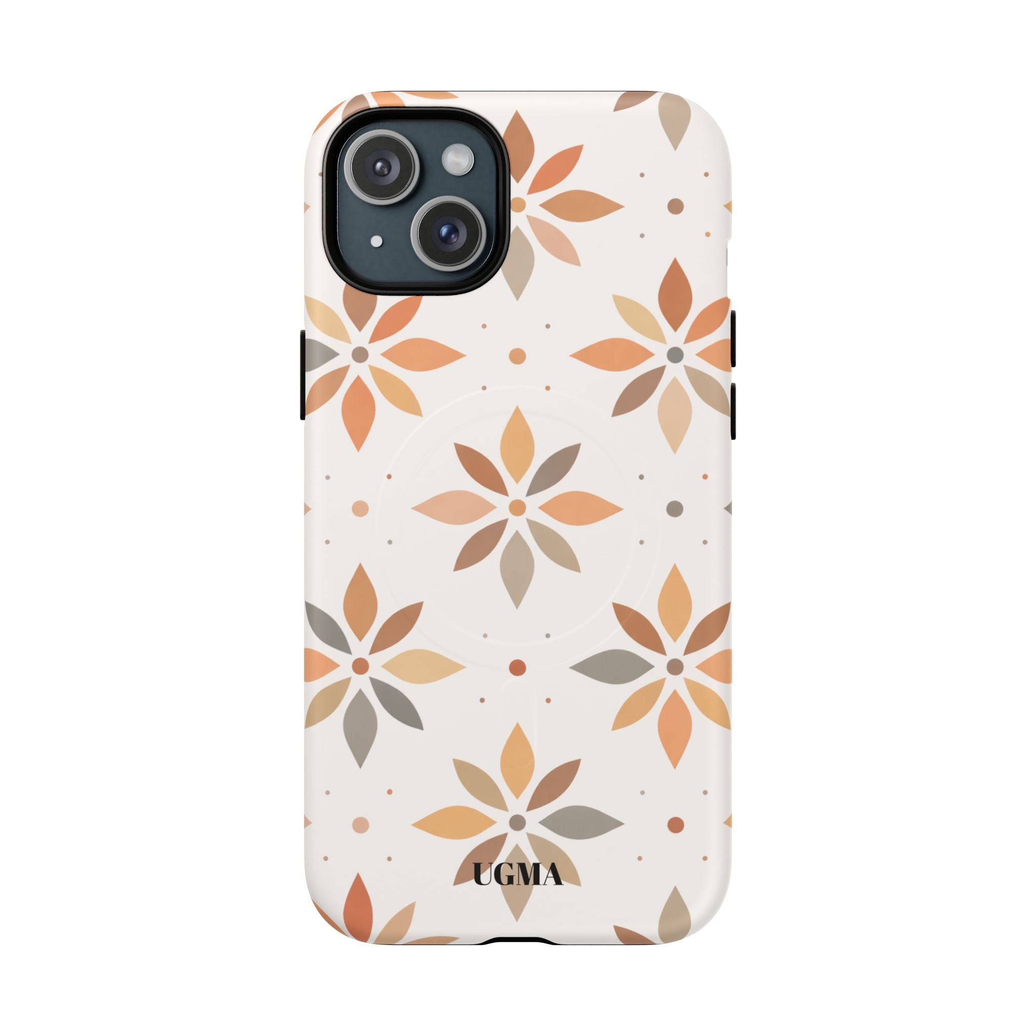 Floral Tile Tough Magnetic Phone Case — Neutral Autumn Blossom Design