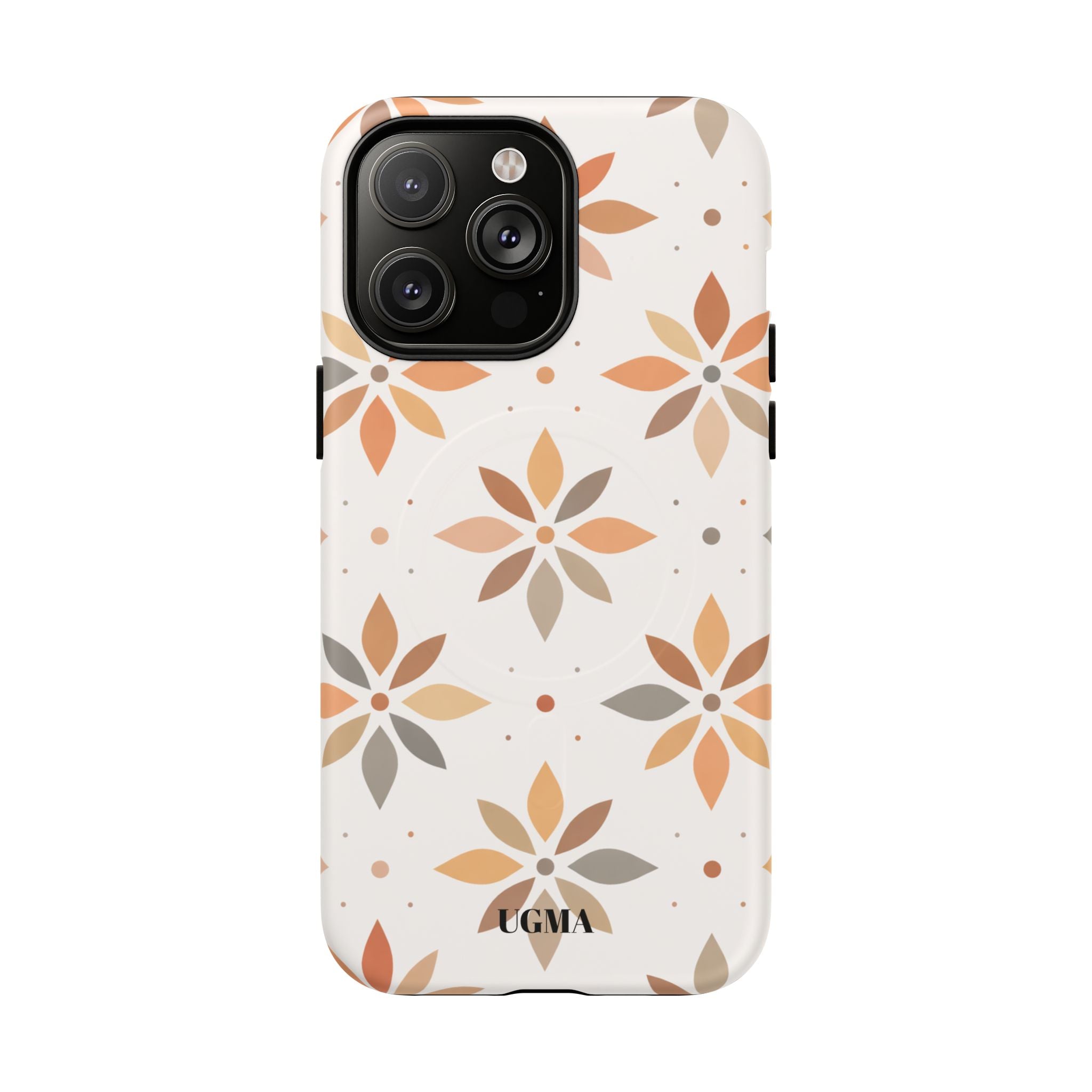 Floral Tile Tough Magnetic Phone Case — Neutral Autumn Blossom Design