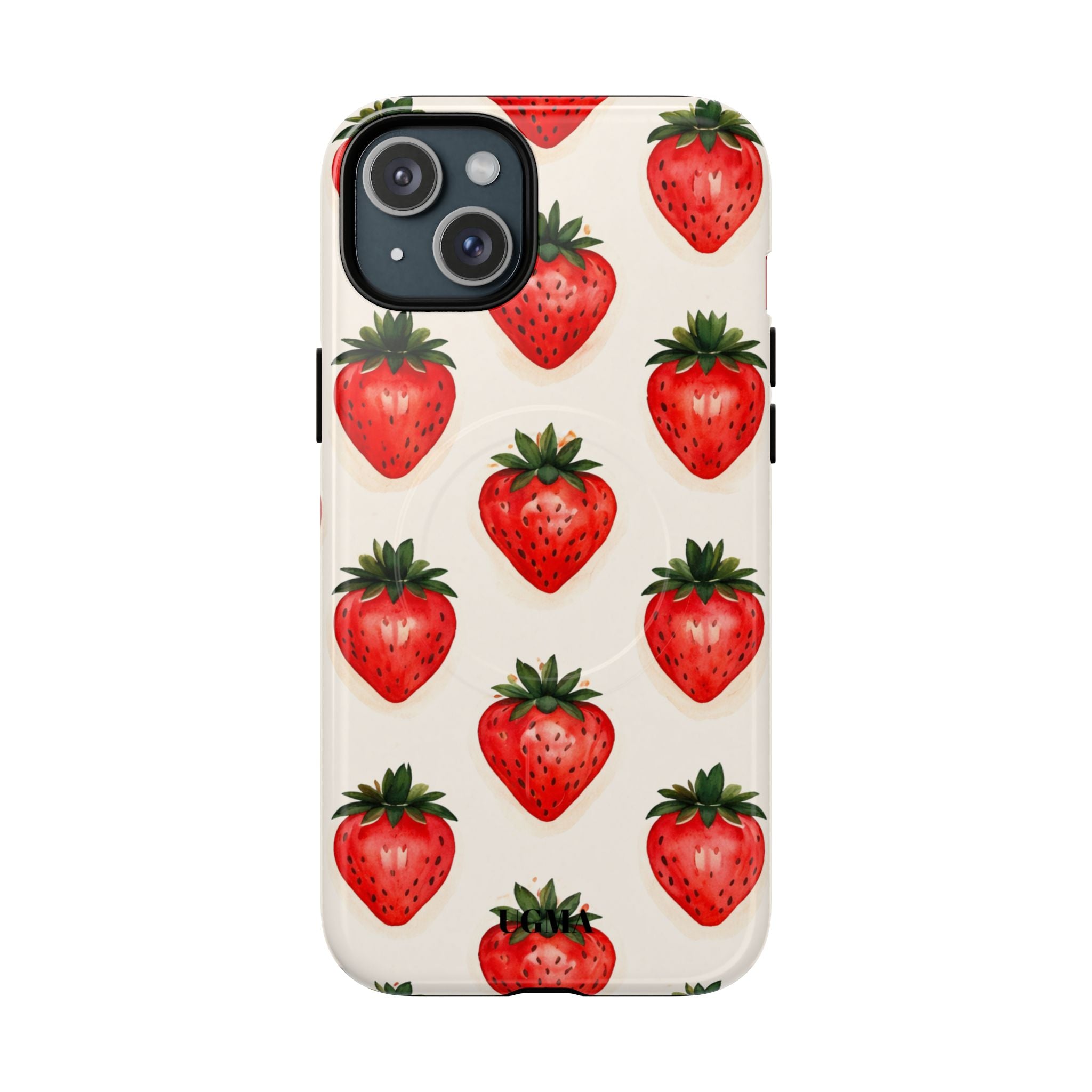 Strawberry Pattern Tough Magnetic Phone Case — Cute Fruit iPhone Cover
