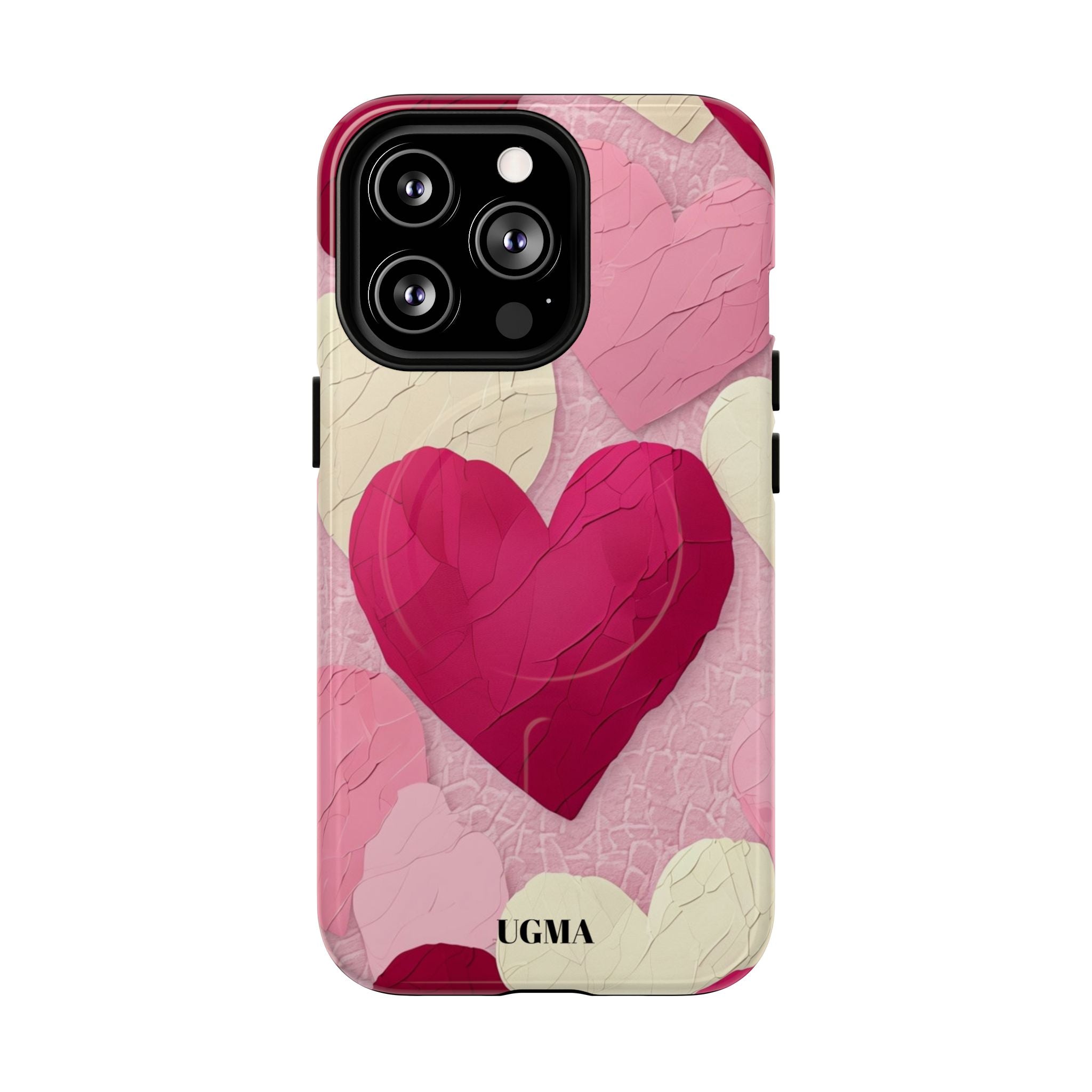 Phone Case — Pink Layered Hearts Tough Magnetic Protective Cover