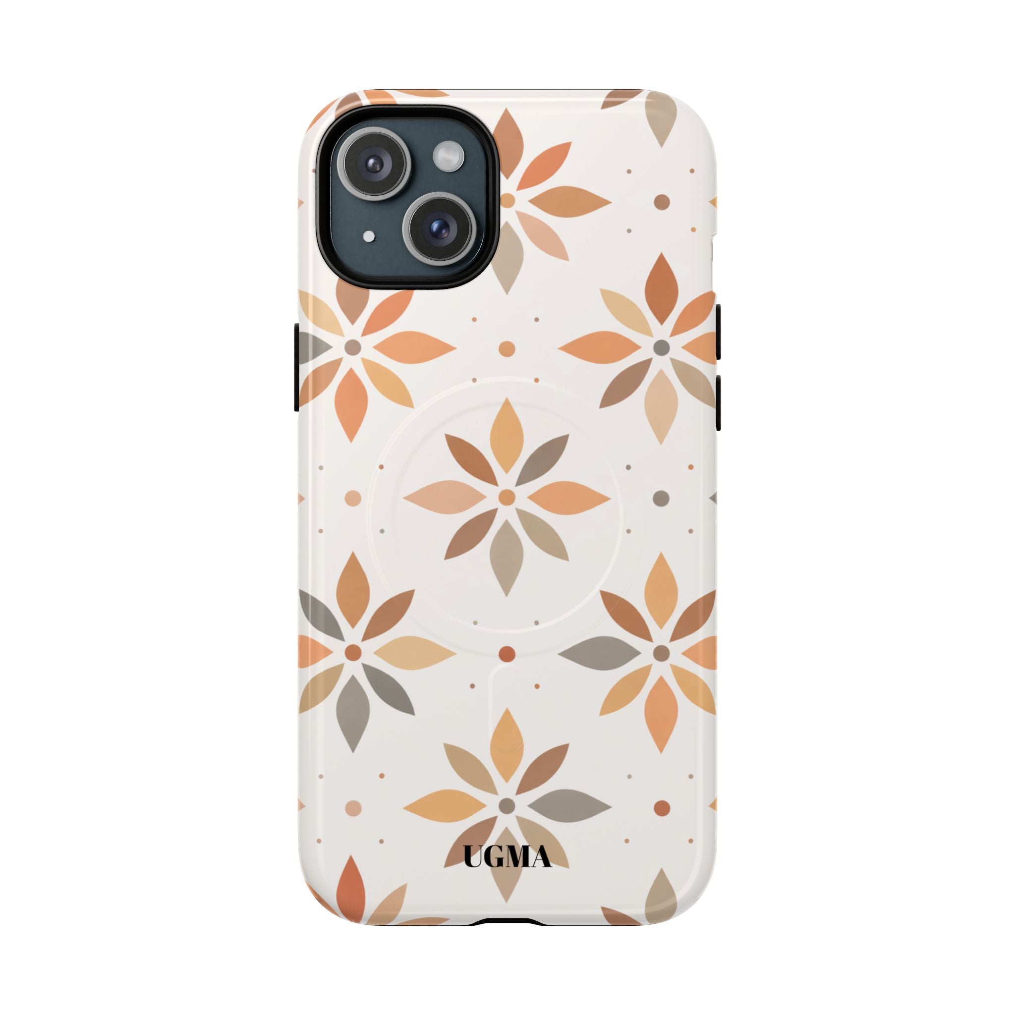 Floral Tile Tough Magnetic Phone Case — Neutral Autumn Blossom Design