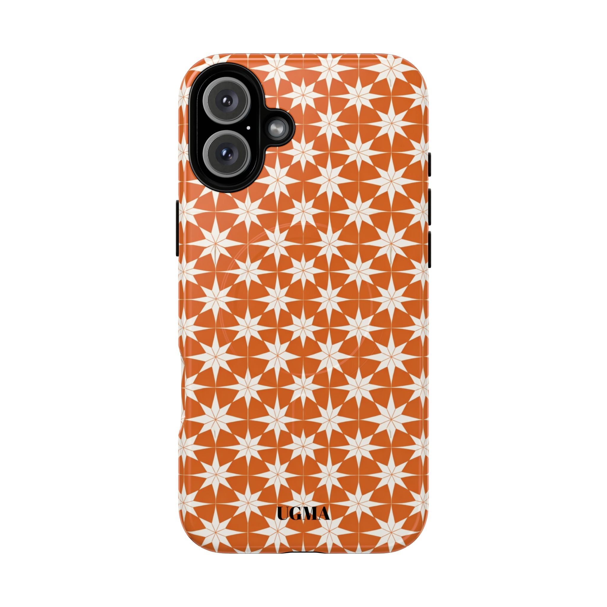 Magnetic Phone Case — Orange Geometric Star Pattern Tough Protective Cover