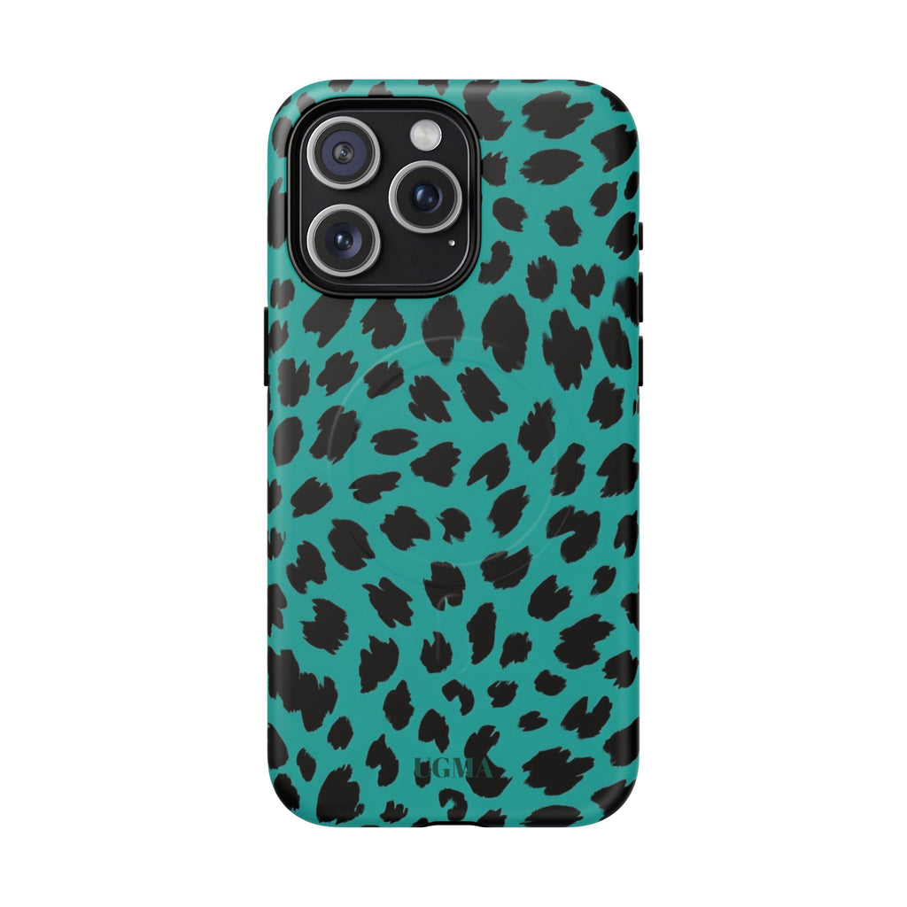 Teal Leopard Tough Magnetic Phone Case — Protective Magnetic iPhone Cover