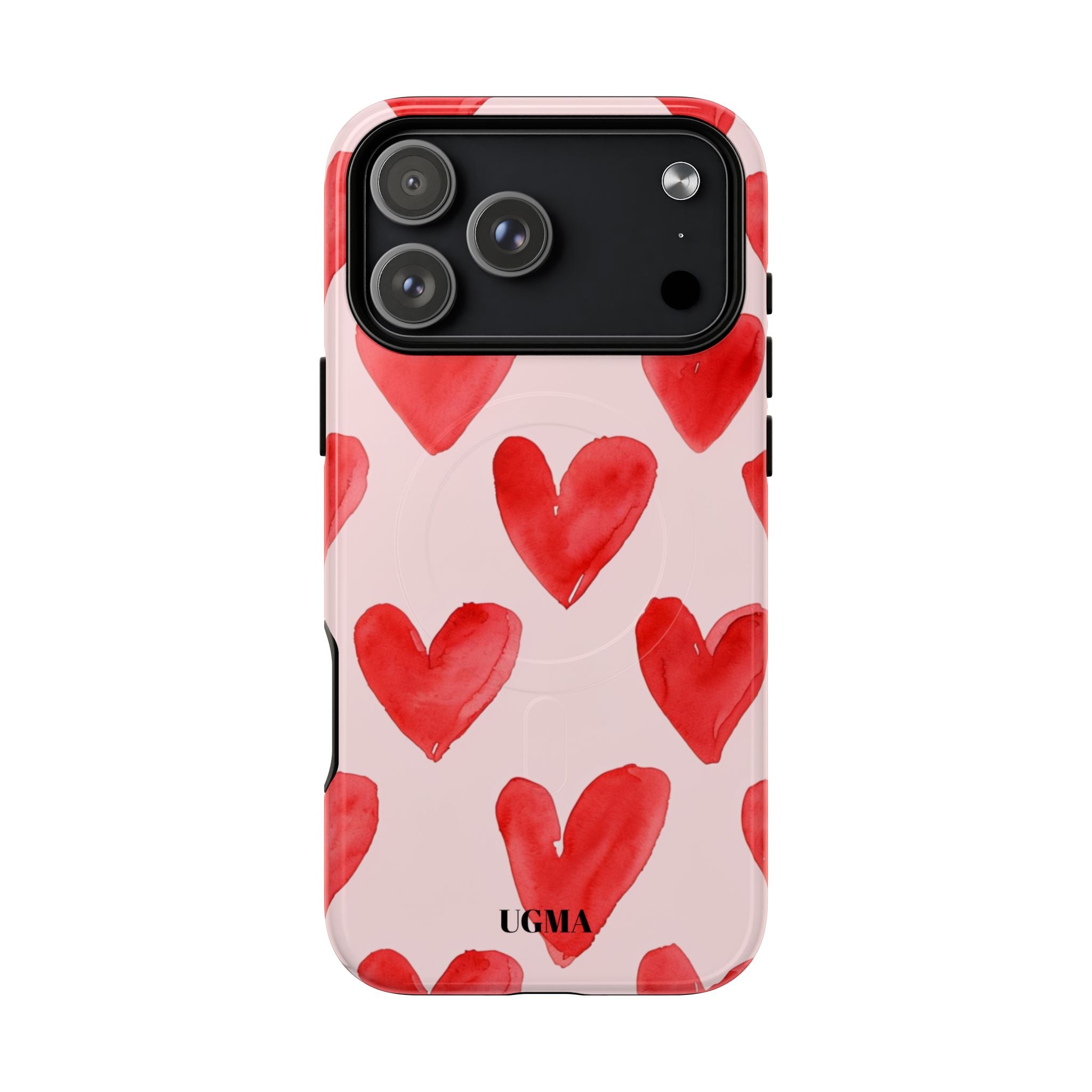 Phone Case - Red Watercolor Hearts Tough Magnetic Case