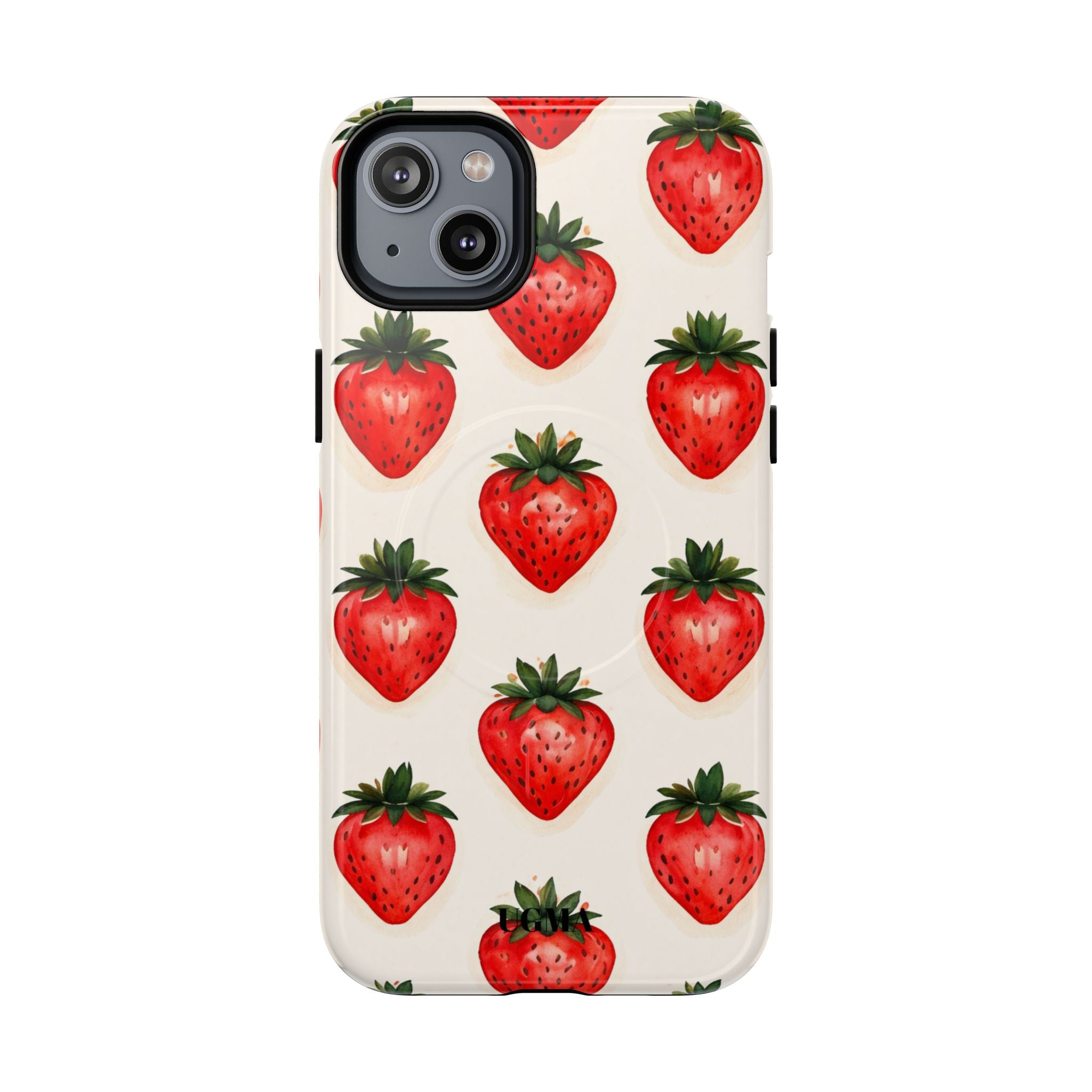 Strawberry Pattern Tough Magnetic Phone Case — Cute Fruit iPhone Cover