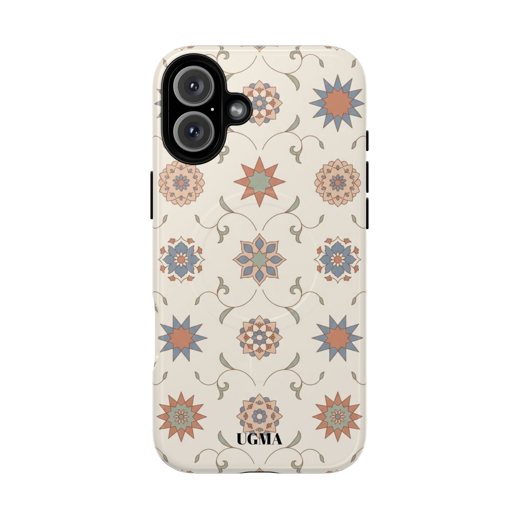 Floral Moroccan Tough Magnetic Phone Case — Boho Vintage Star Tile Design