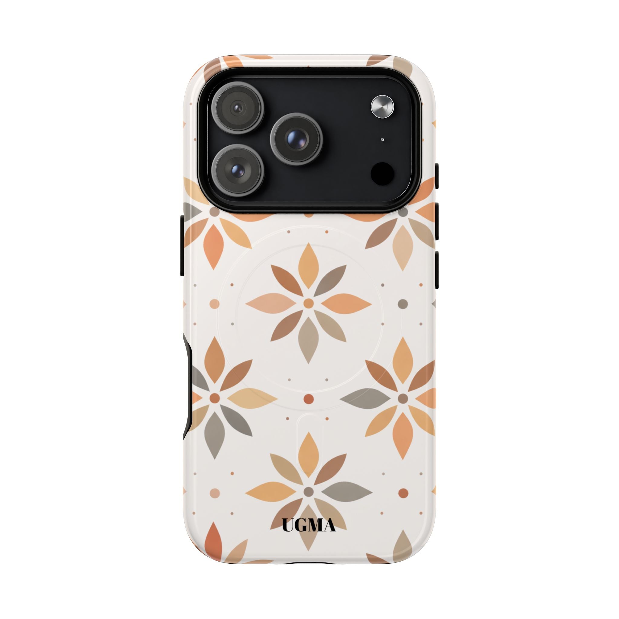 Floral Tile Tough Magnetic Phone Case — Neutral Autumn Blossom Design