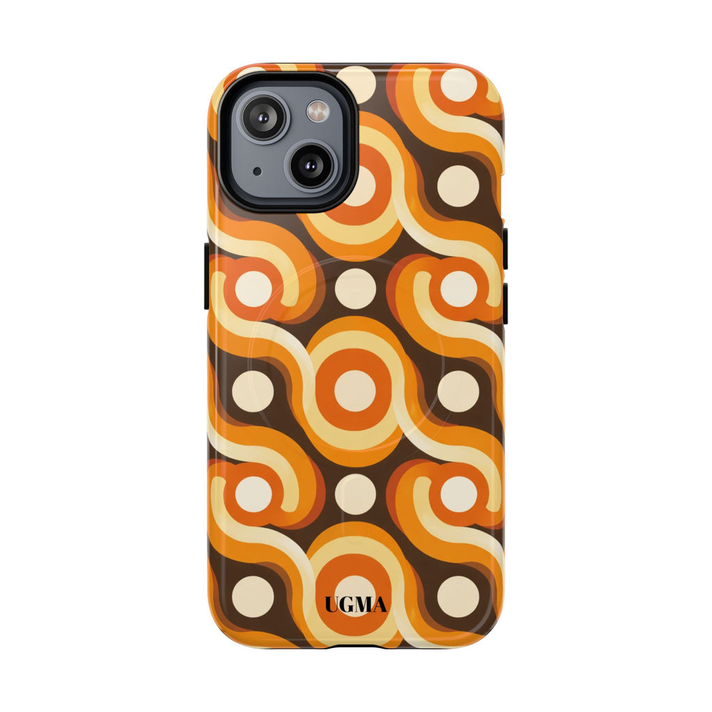 Retro Orange Swirl Phone Case — Tough Magnetic Protective Case