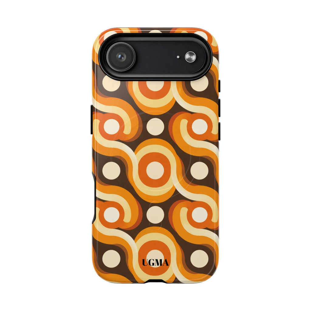Retro Orange Swirl Phone Case — Tough Magnetic Protective Case