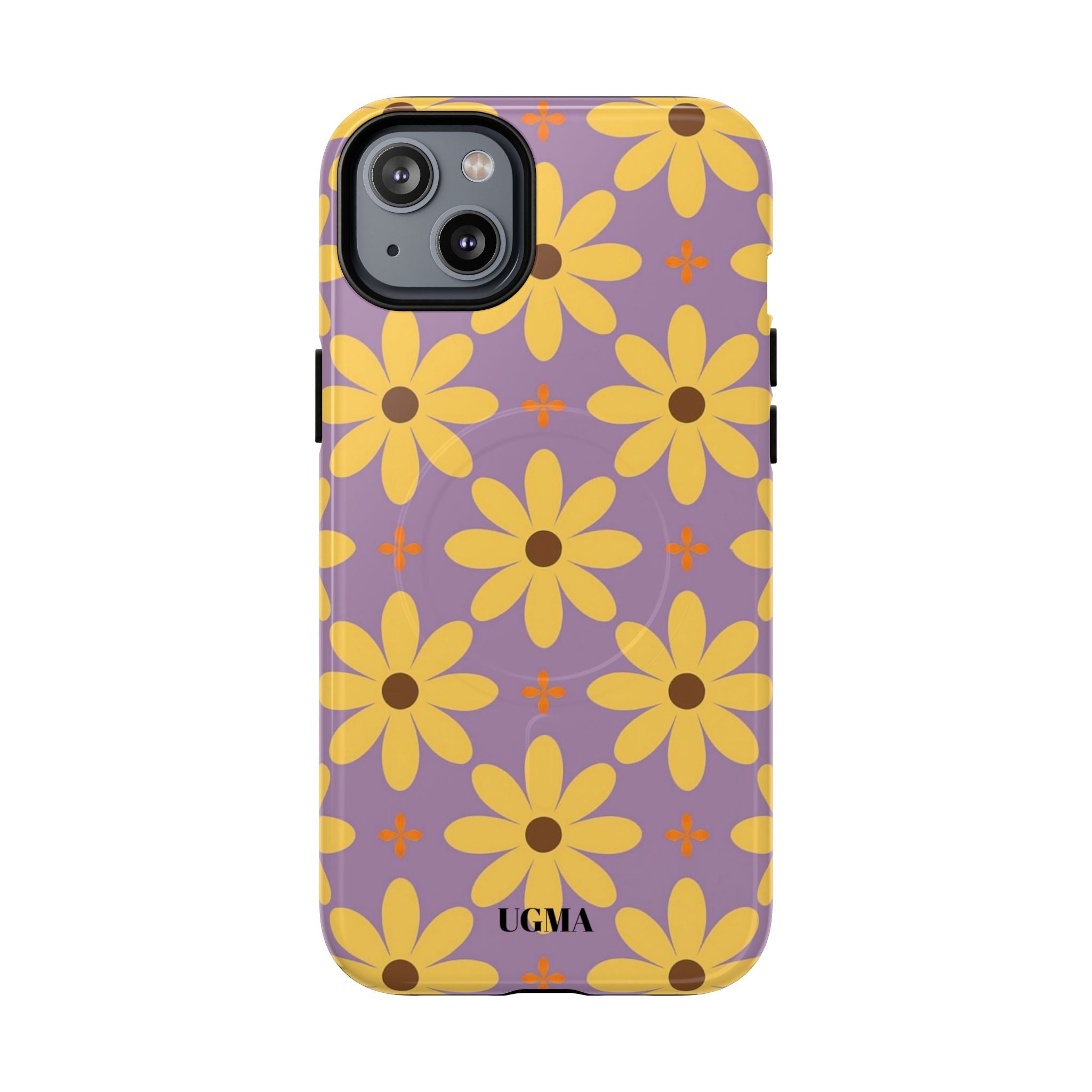 Floral Retro Daisy Tough Magnetic Phone Case — Yellow Flowers on Lavender