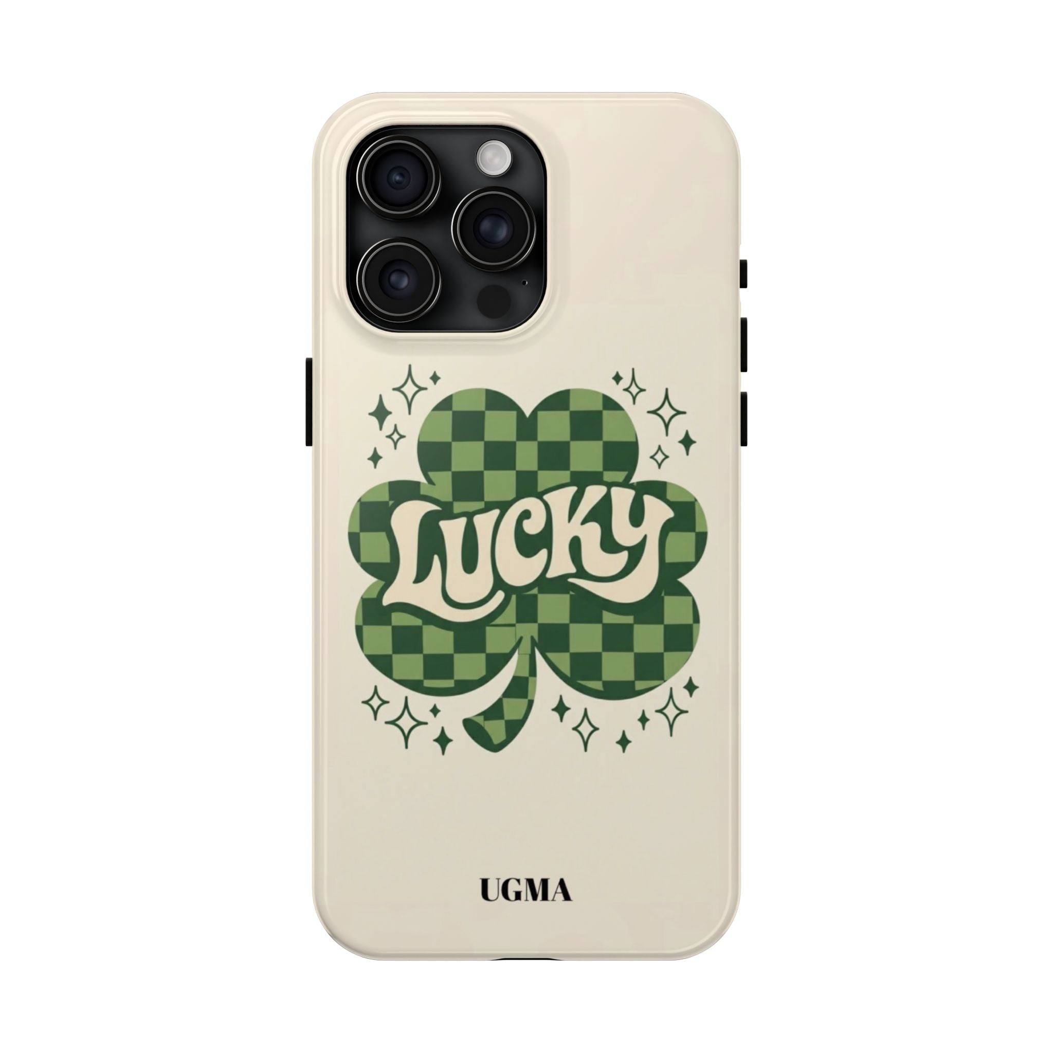 Lucky Clover Phone Case — Retro Green Checker St. Patrick’s Tough Phone Case