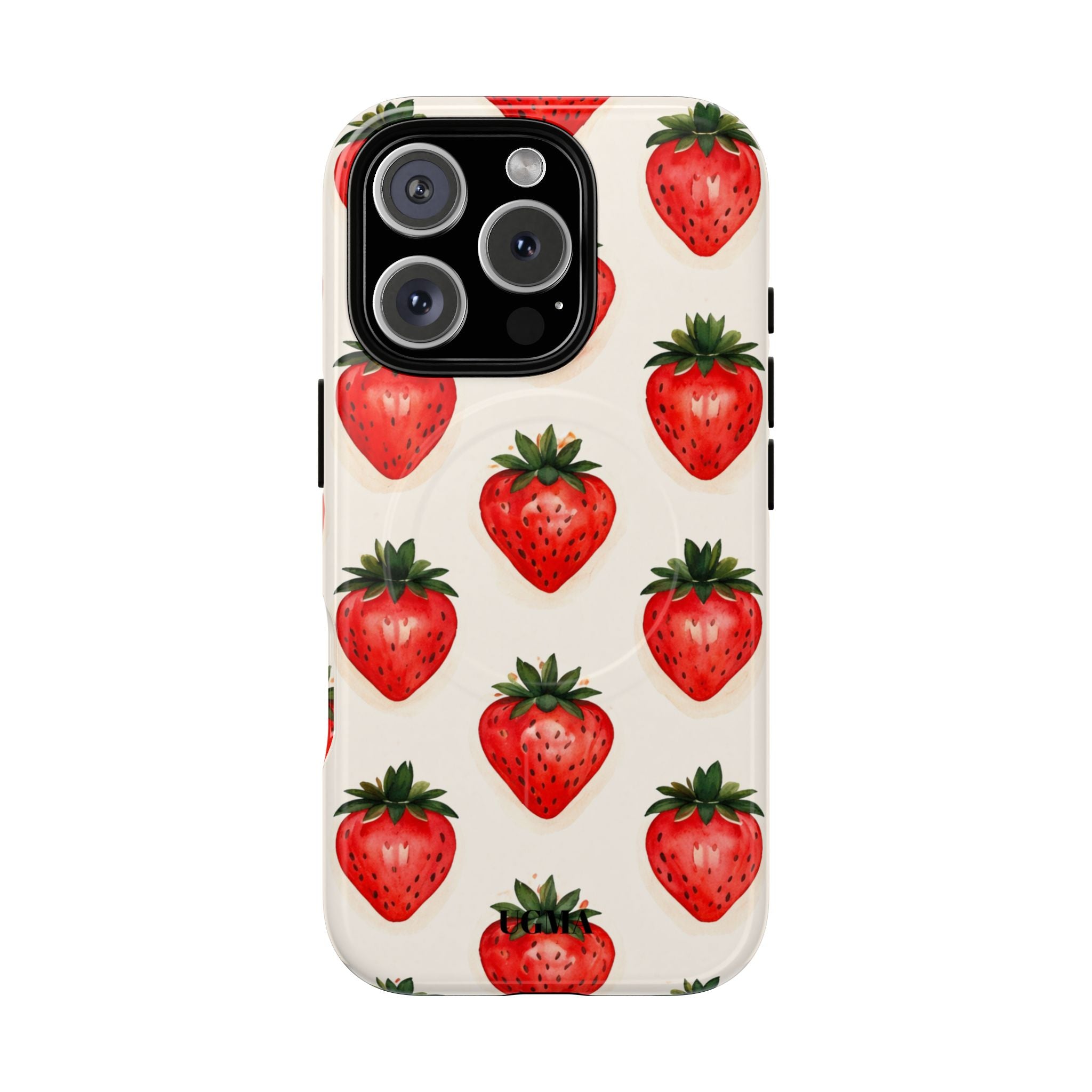 Strawberry Pattern Tough Magnetic Phone Case — Cute Fruit iPhone Cover