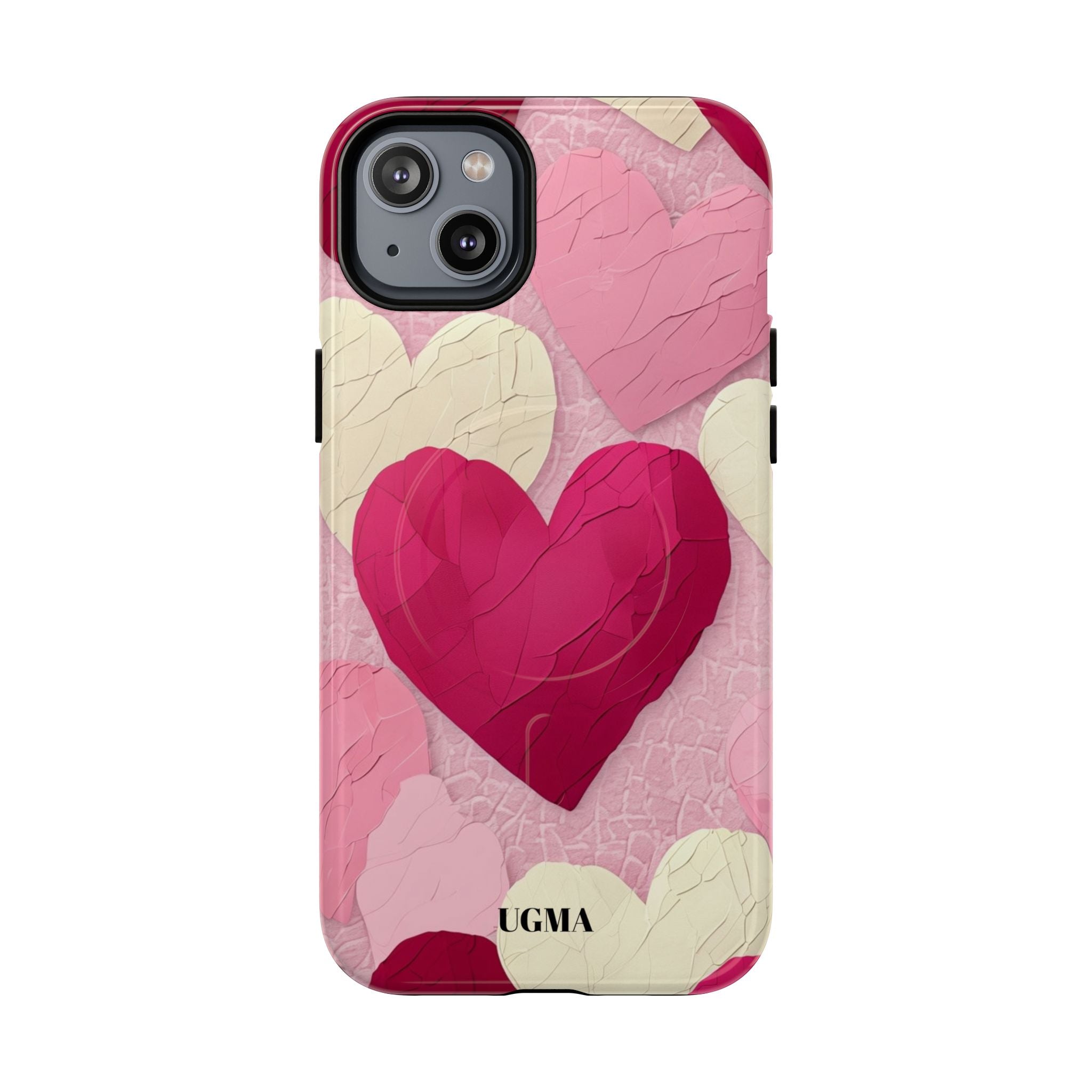 Phone Case — Pink Layered Hearts Tough Magnetic Protective Cover