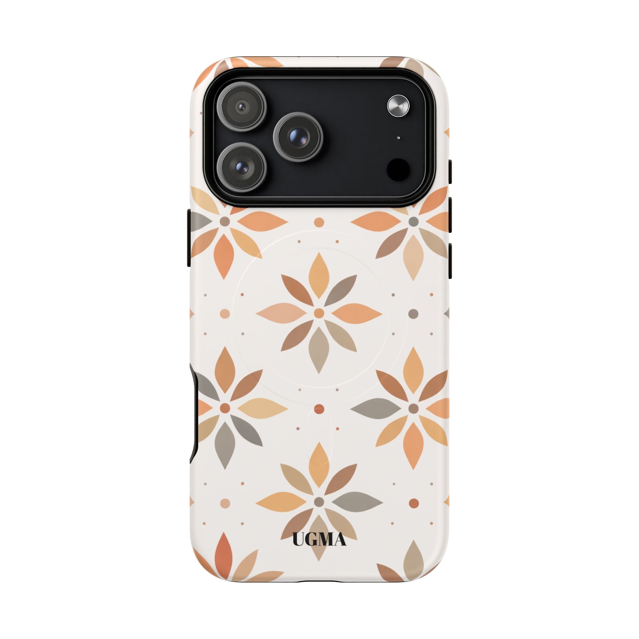 Floral Tile Tough Magnetic Phone Case — Neutral Autumn Blossom Design