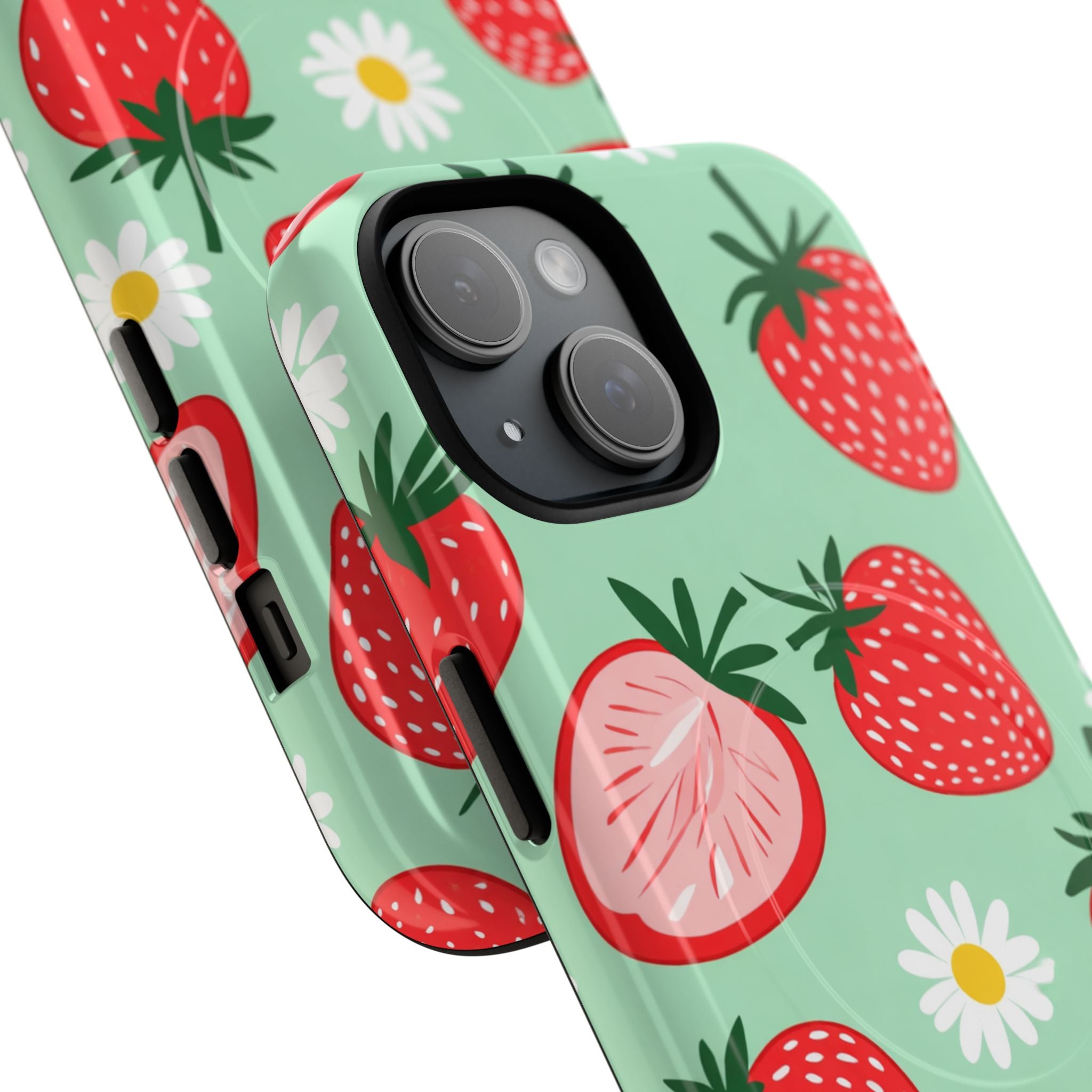 Strawberry Daisy Tough Magnetic Phone Case — Protective Floral iPhone Cover