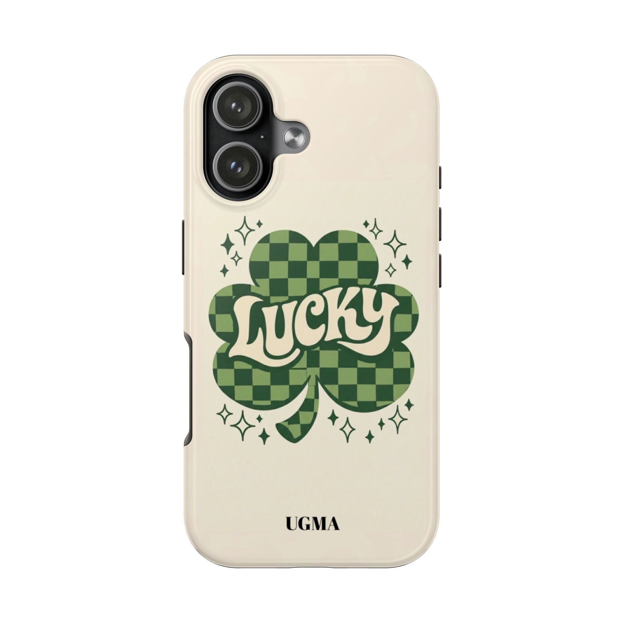 Lucky Clover Phone Case — Retro Green Checker St. Patrick’s Tough Phone Case