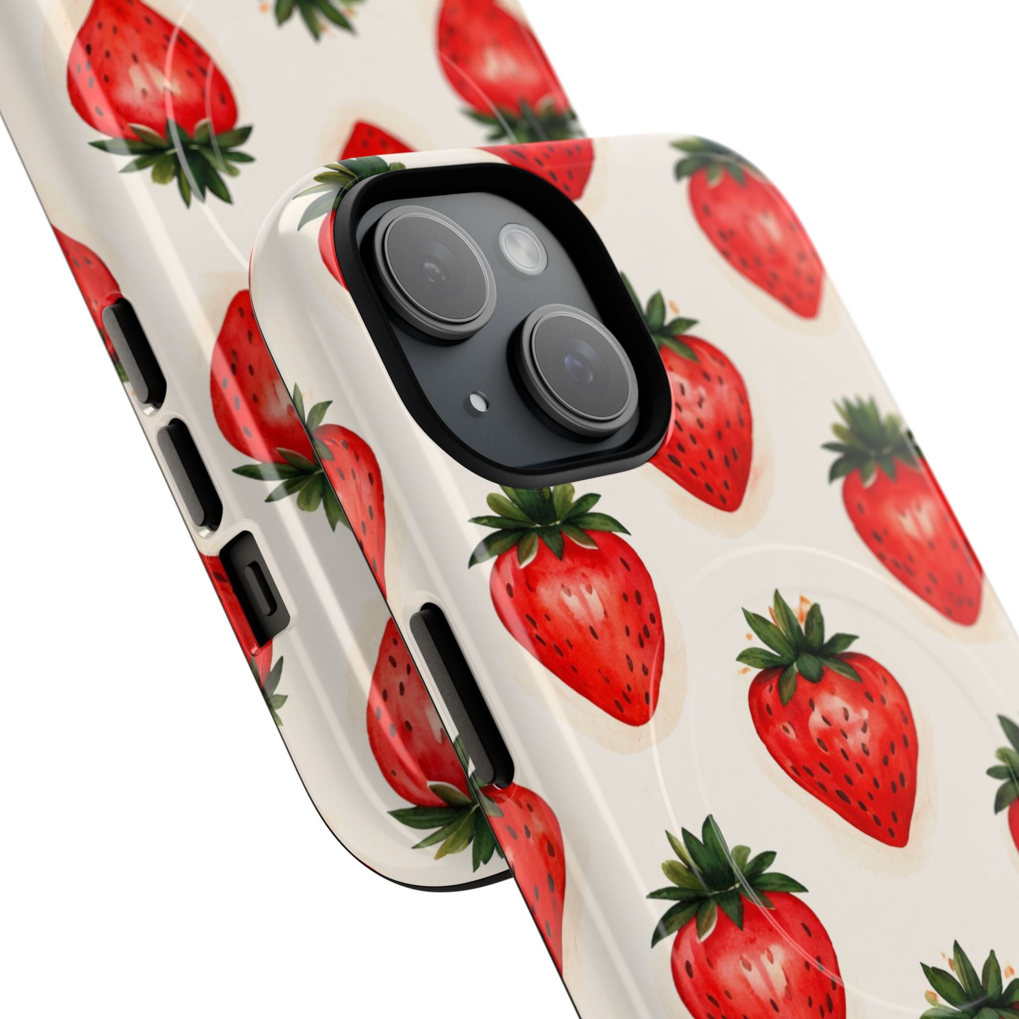 Strawberry Pattern Tough Magnetic Phone Case — Cute Fruit iPhone Cover