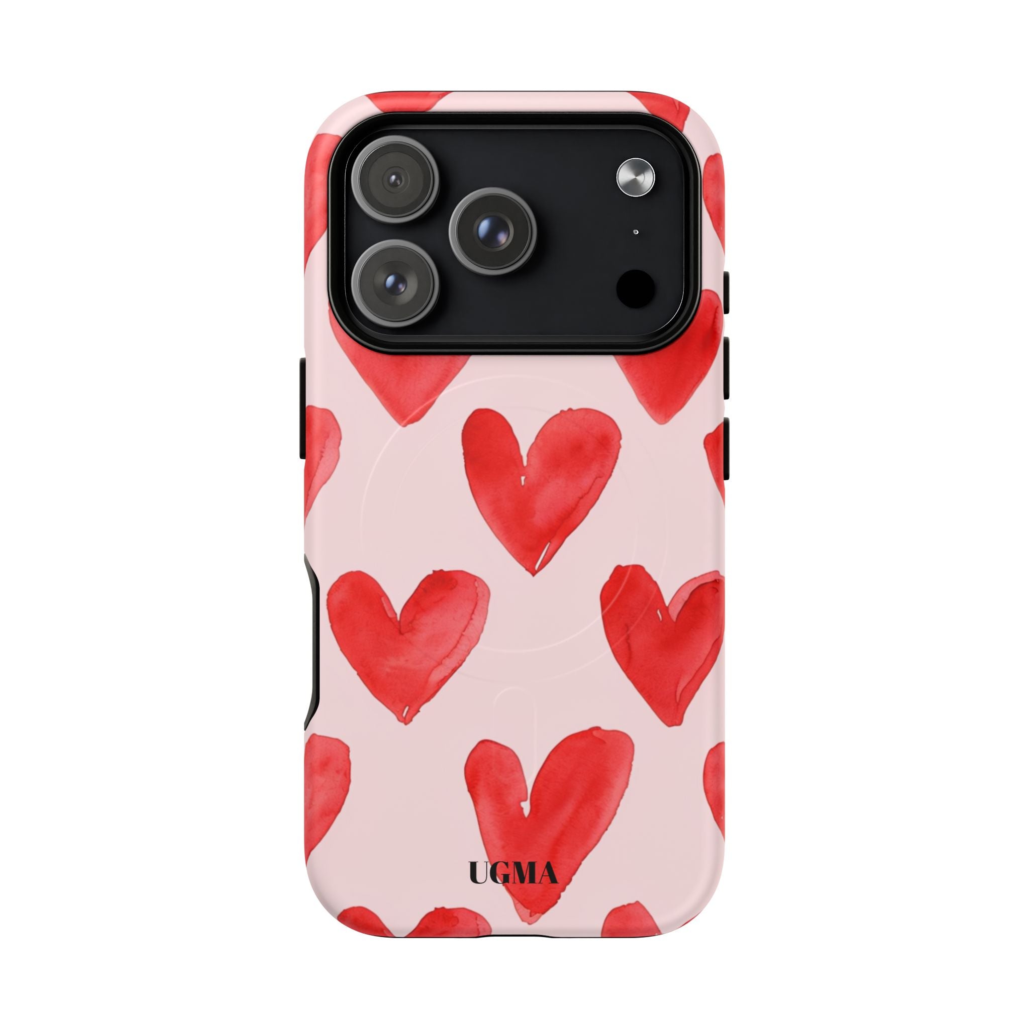 Phone Case - Red Watercolor Hearts Tough Magnetic Case