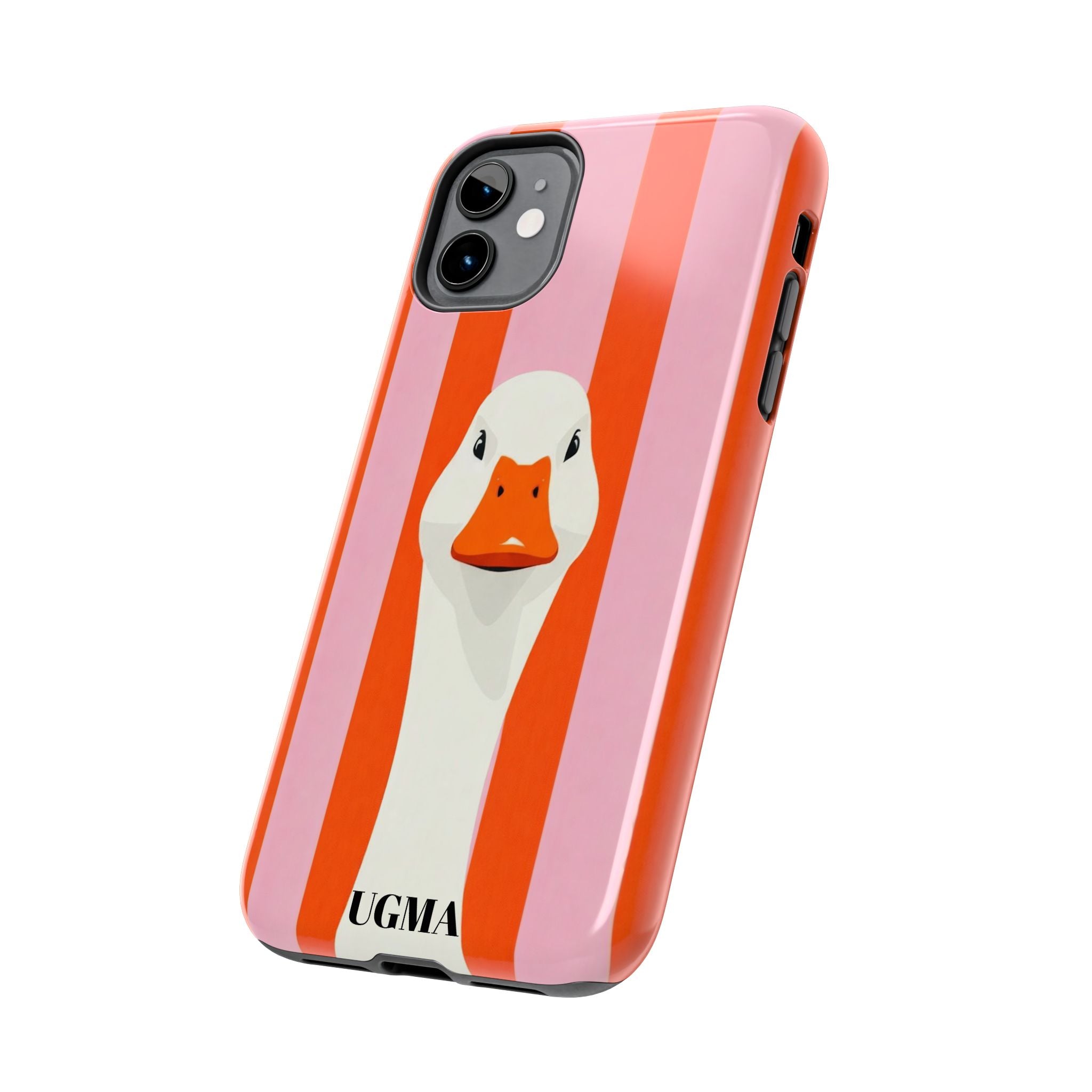 Goose Stripe Tough Phone Case — Quirky Duck Portrait Protective Cover