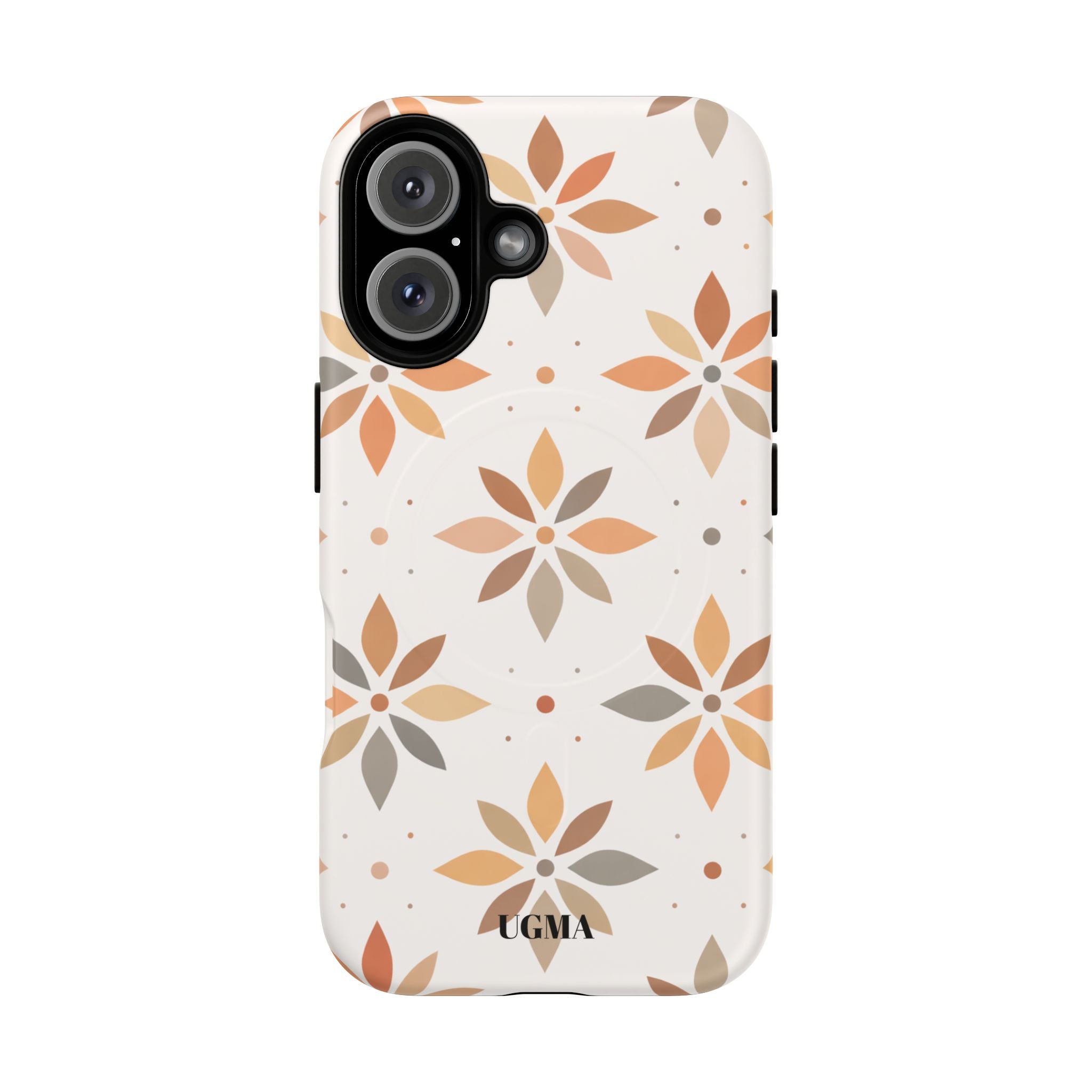 Floral Tile Tough Magnetic Phone Case — Neutral Autumn Blossom Design