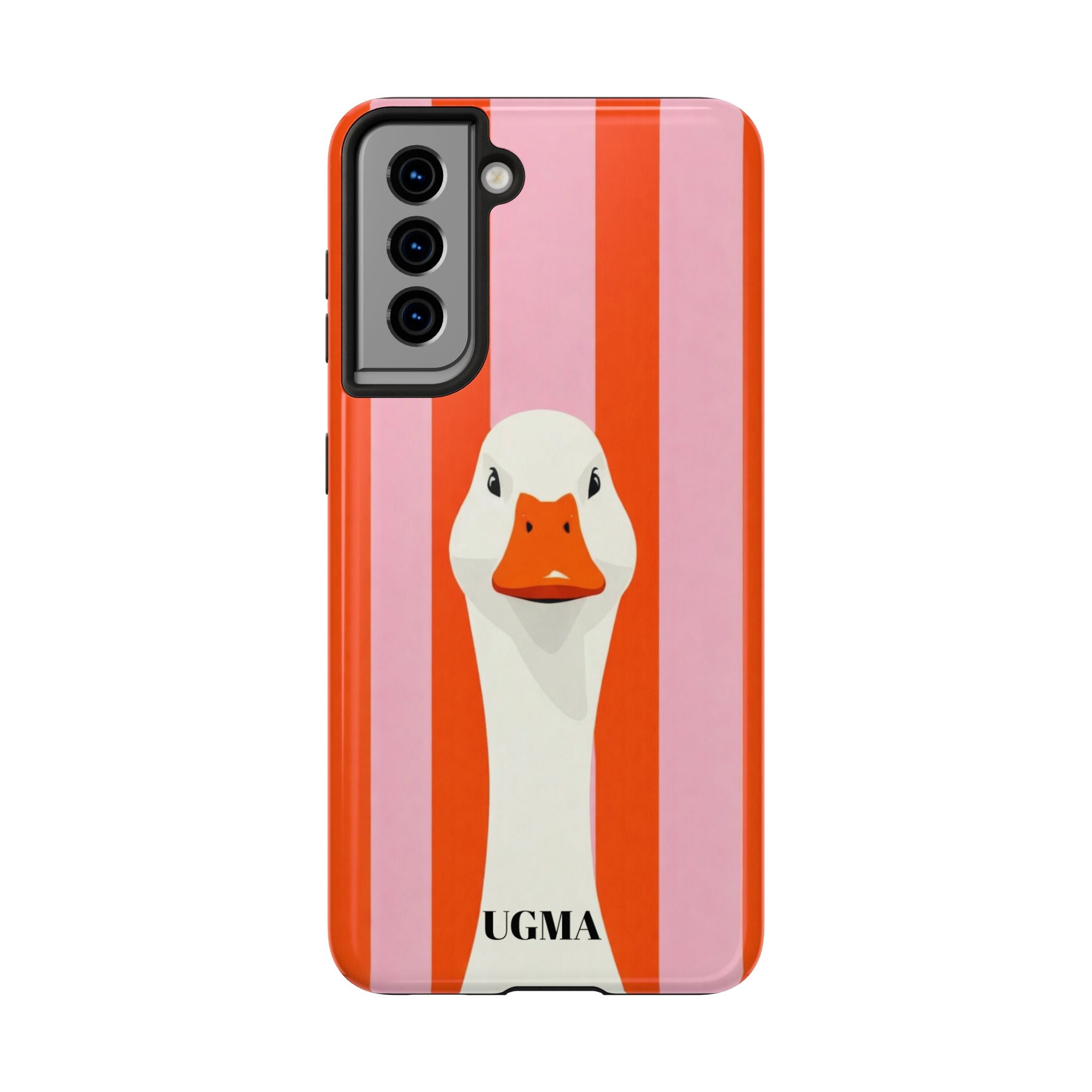 Goose Stripe Tough Phone Case — Quirky Duck Portrait Protective Cover