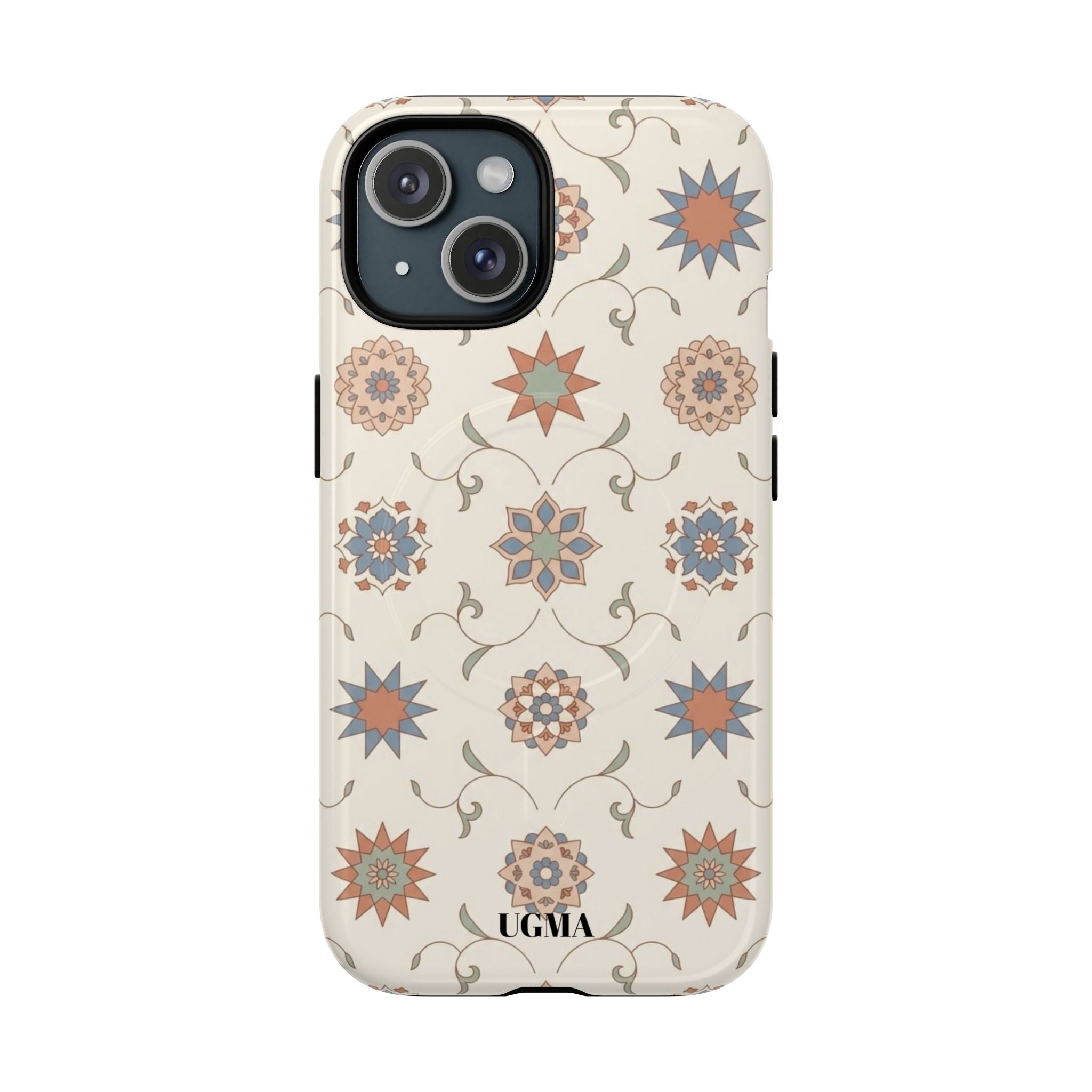 Floral Moroccan Tough Magnetic Phone Case — Boho Vintage Star Tile Design