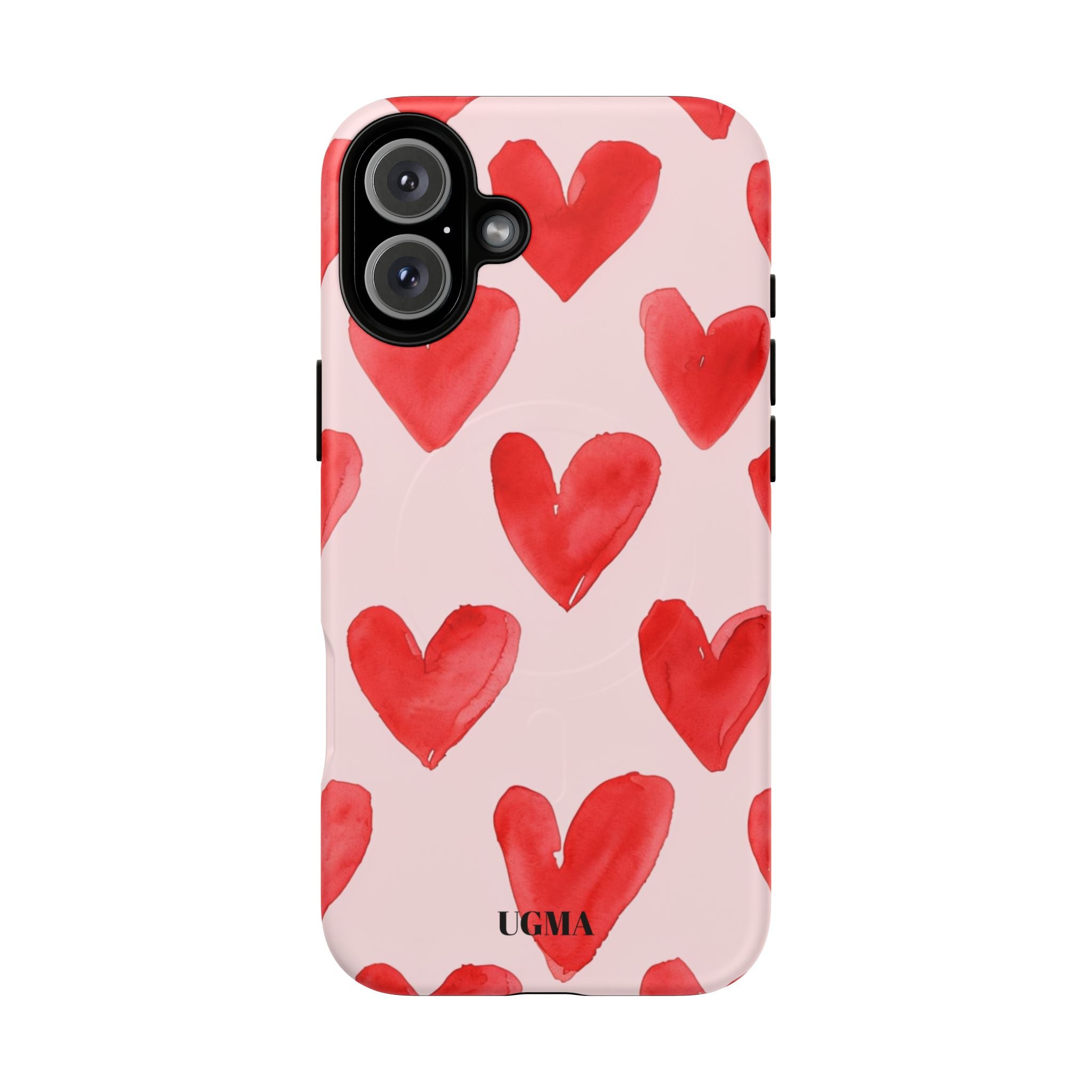 Phone Case - Red Watercolor Hearts Tough Magnetic Case