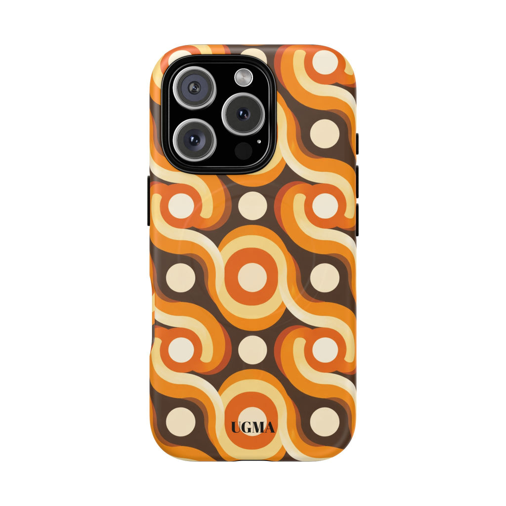 Retro Orange Swirl Phone Case — Tough Magnetic Protective Case