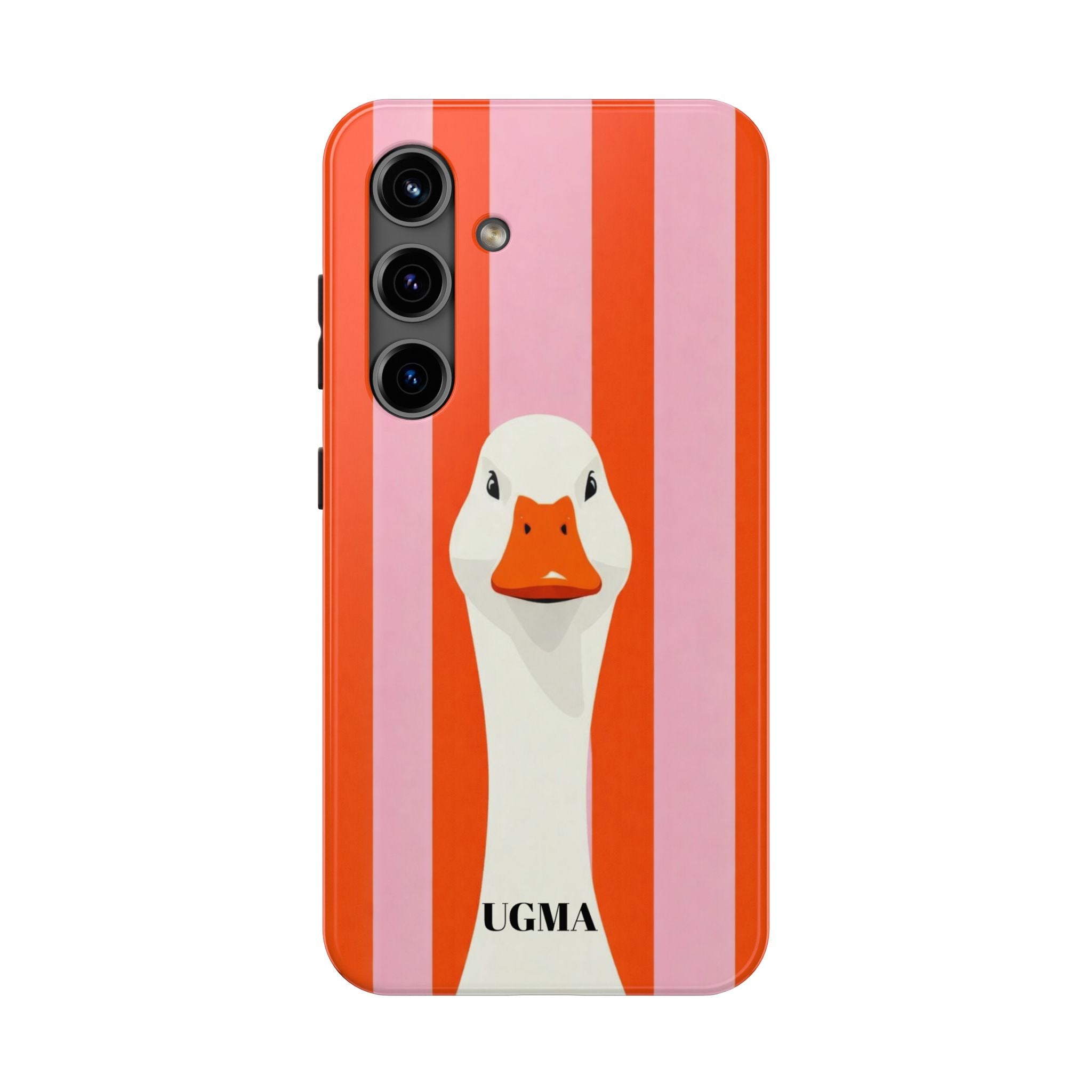 Goose Stripe Tough Phone Case — Quirky Duck Portrait Protective Cover
