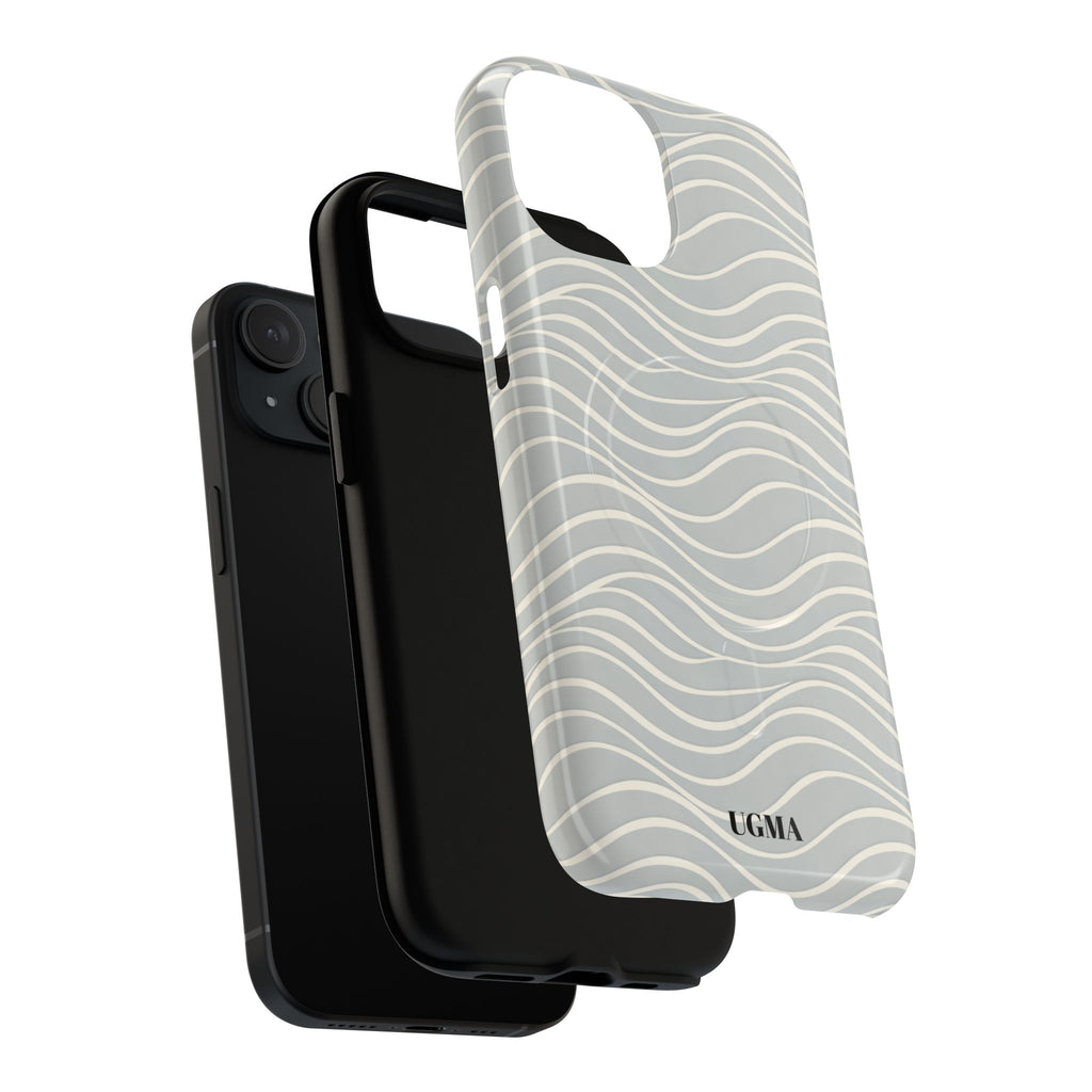 Magnetic Tough Phone Case — Neutral Wave Pattern, Protective Magnet Mount Compatible